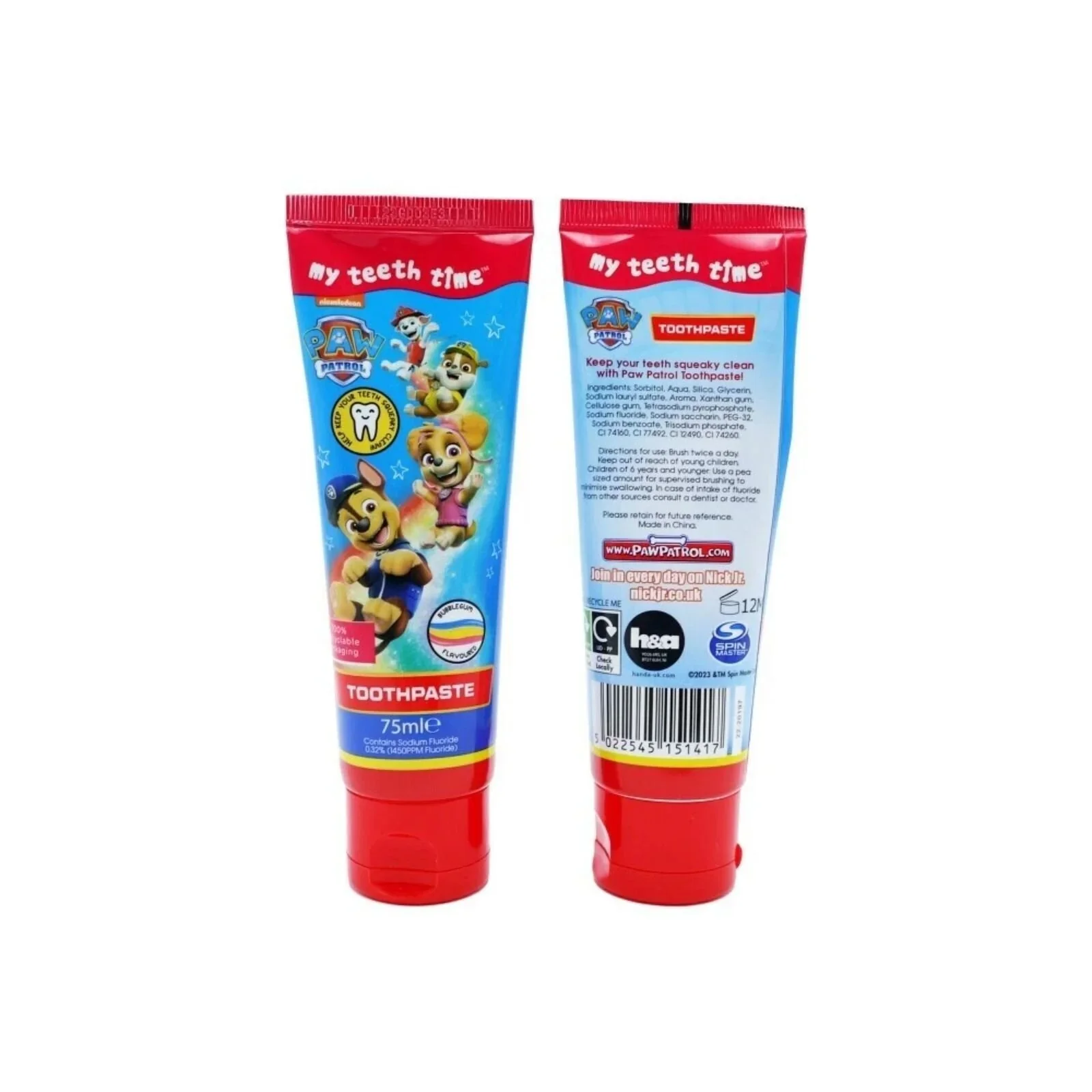 Paw Patrol Bubble Gum Flavour Toothpaste 75ml - Image 2