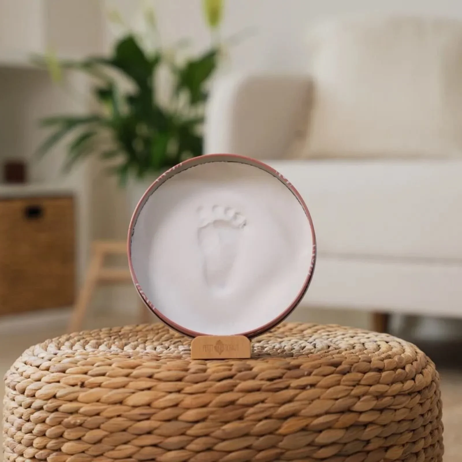 Petit Artichaut Baby Hand & Foot Imprints Round Box - Rainbow Terracotta - Image 4