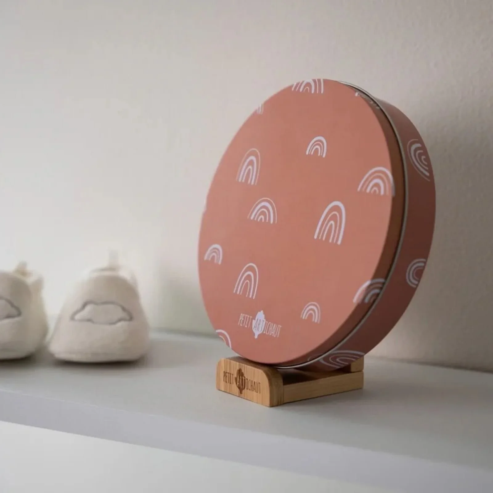 Petit Artichaut Baby Hand & Foot Imprints Round Box - Rainbow Terracotta - Image 5
