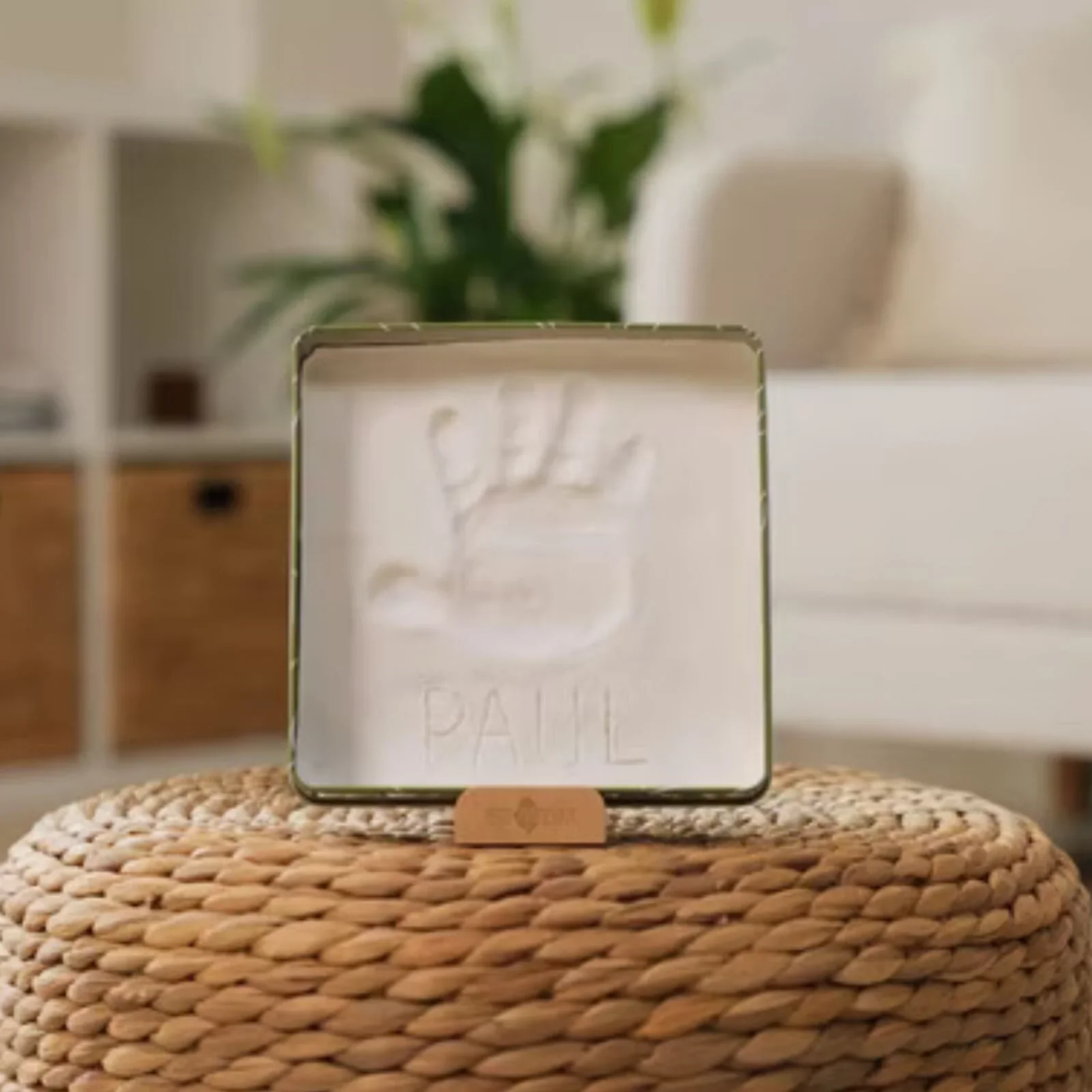 Petit Artichaut Baby Hand & Foot Imprints Square Box - Olive Tree - Image 6