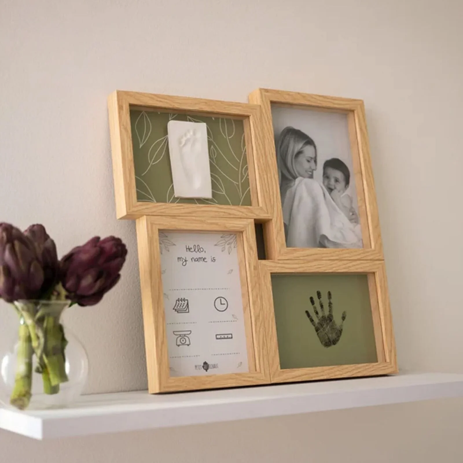 Petit Artichaut Puzzle Frame with Hand & Foot Imprints - Olive Tree - Image 2