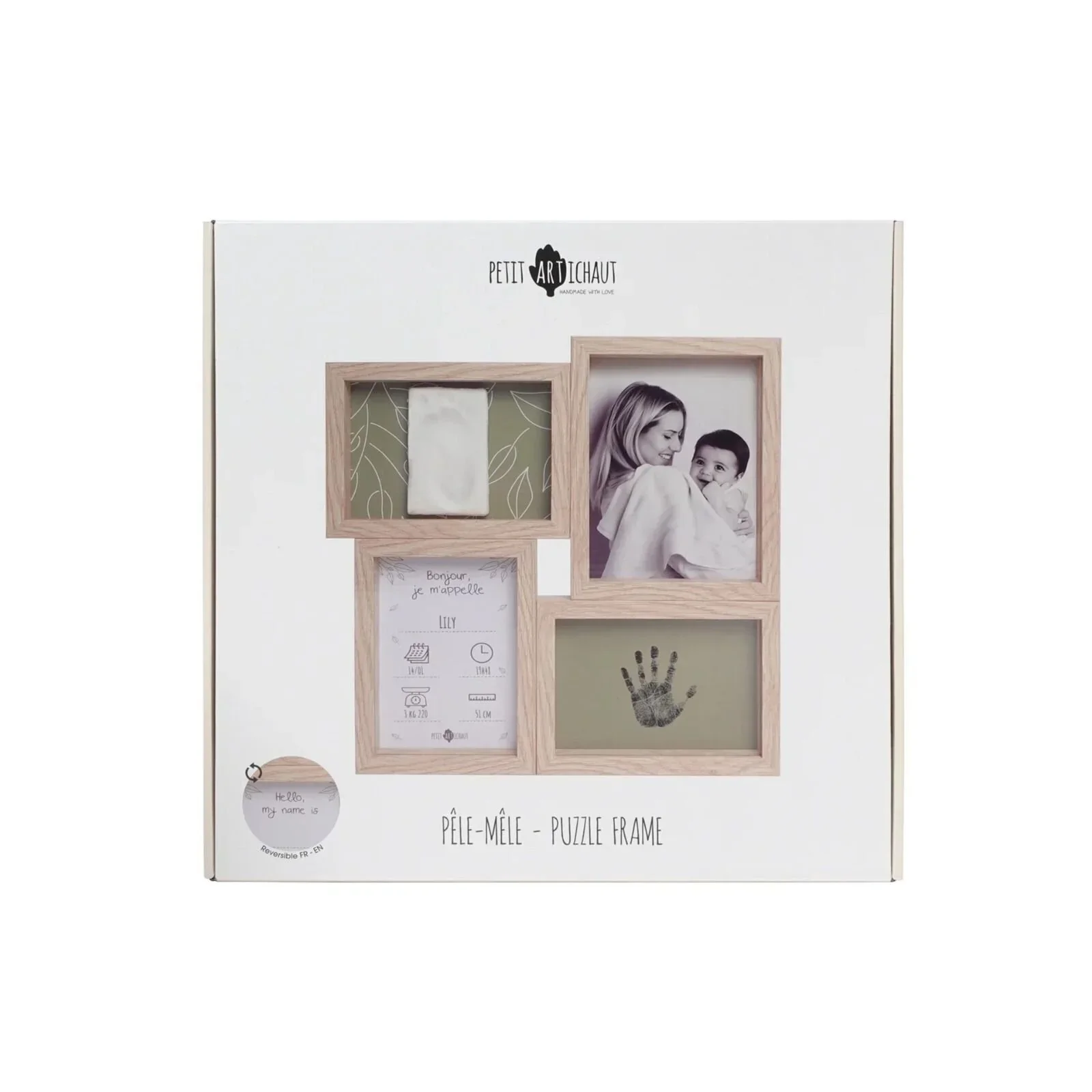 Petit Artichaut Puzzle Frame with Hand & Foot Imprints - Olive Tree - Image 6