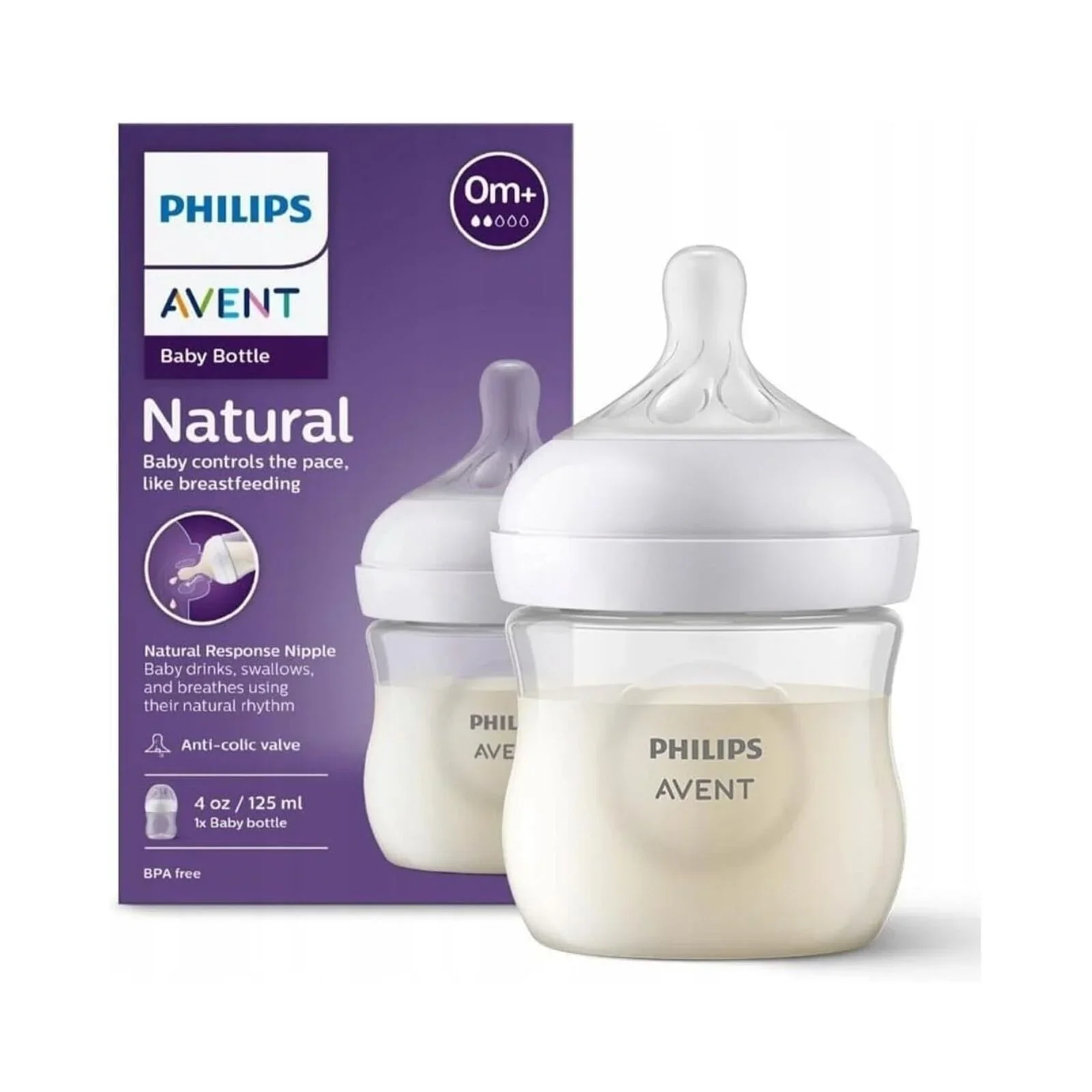Philips Avent Natural Response PP Bottle 0+ months 125ml - Image 2