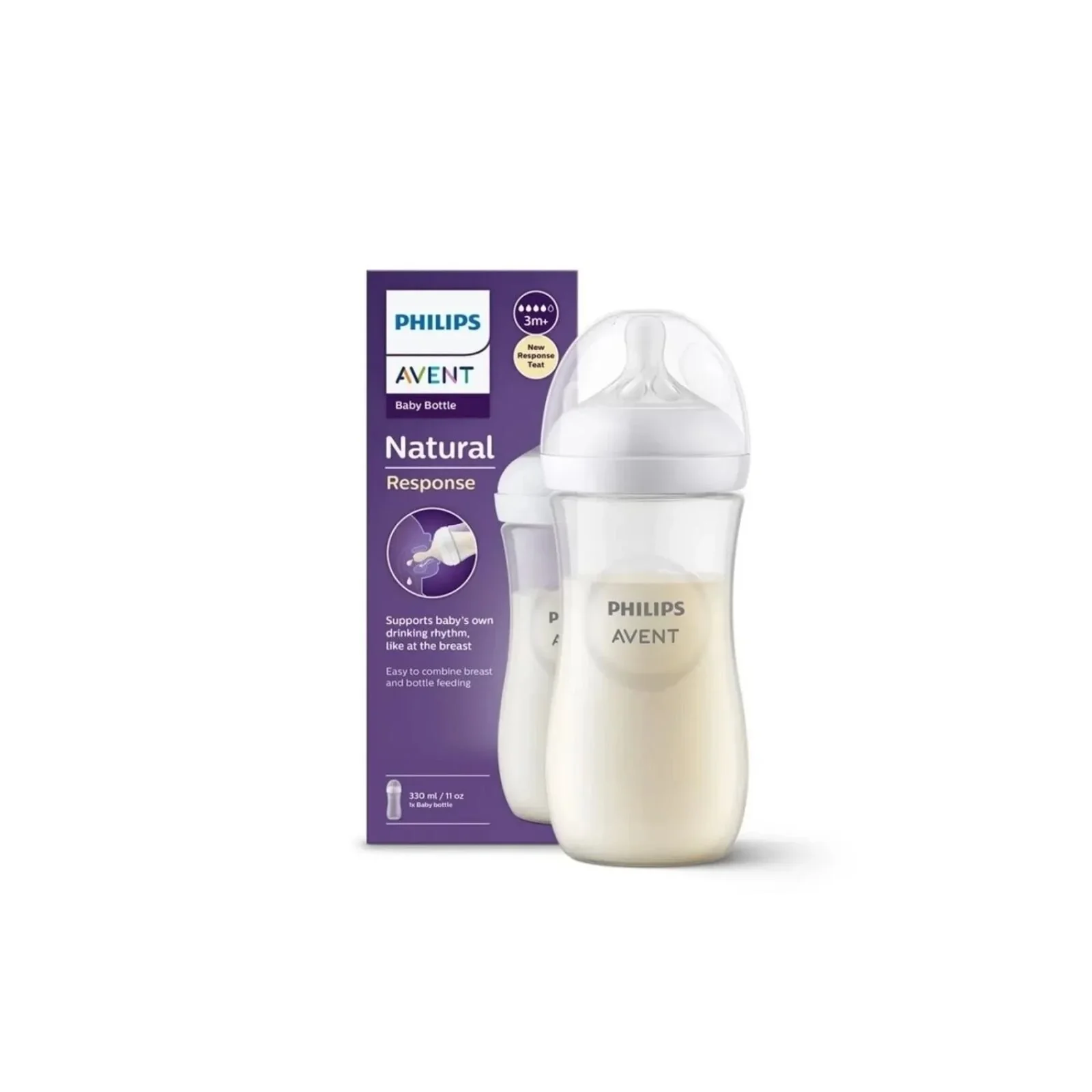 Philips Avent Natural Response PP Bottle 3+ months 330ml - Image 2