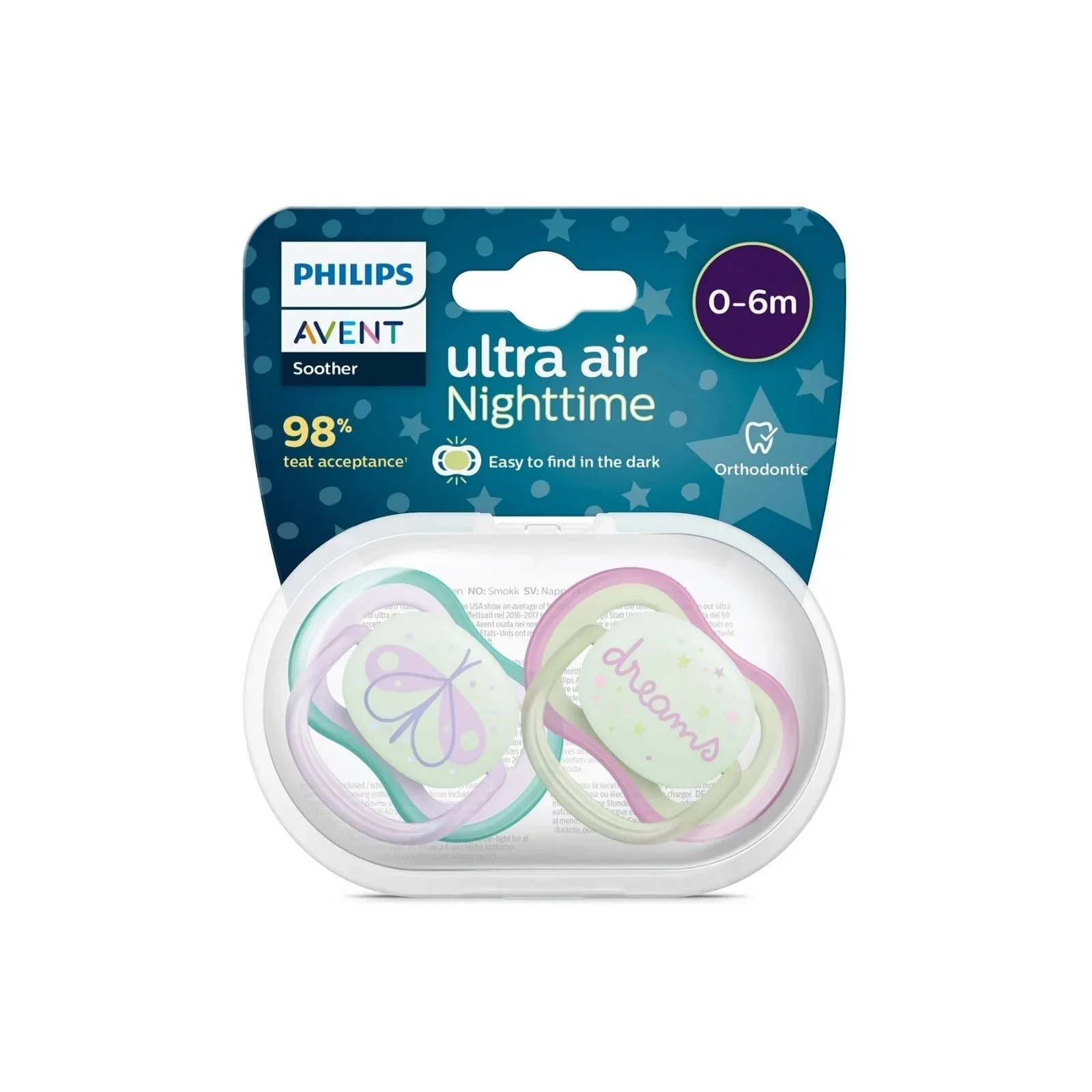 Philips Avent Ultra Air Night Soother 0-6 months Pack of 2 - Image 2