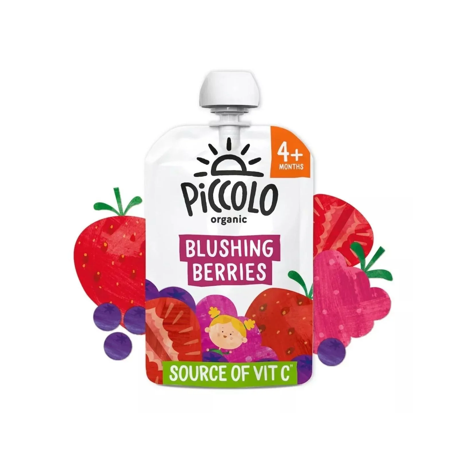 Piccolo Organic Blushing Berries Pear & Banana 4+ months 100g - Image 2