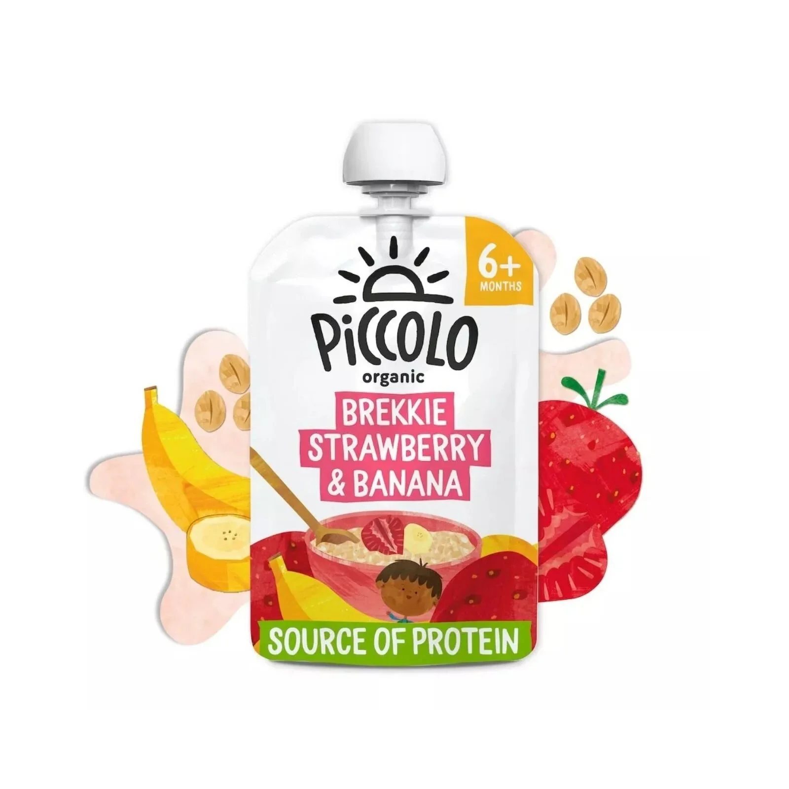 Piccolo Organic Brekkie Strawberry & Banana 6+ months 100g - Image 2