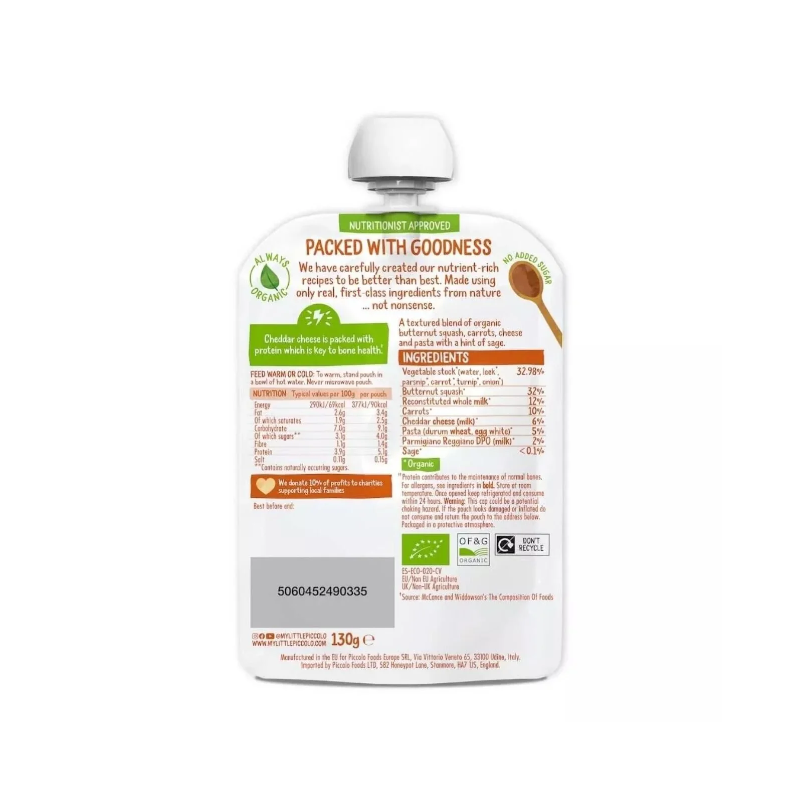 Piccolo Organic Butternut Squash Mac & Cheese 7+ months 130g - Image 3