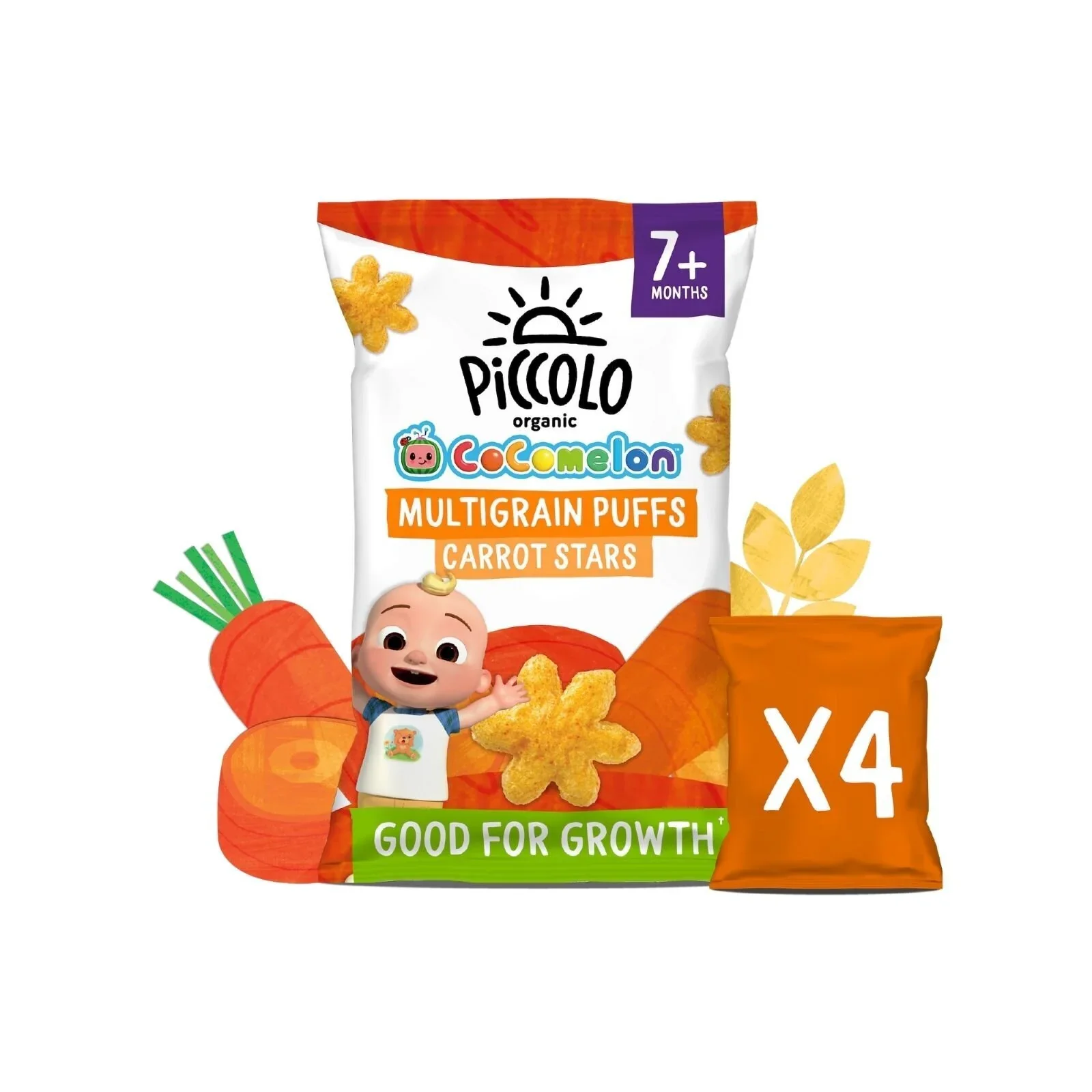 Piccolo Organic Carrot Puff Stars 7+ months 60g (4x15g) - Image 2