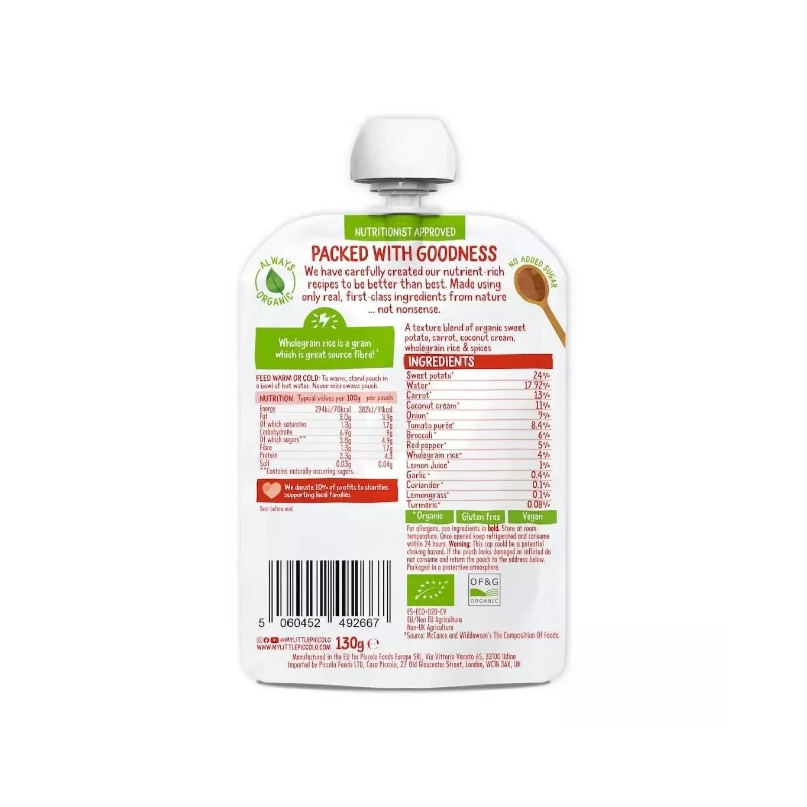 Piccolo Organic Coconut Red Thai Vegetable Curry 7+ months 130g - Image 3