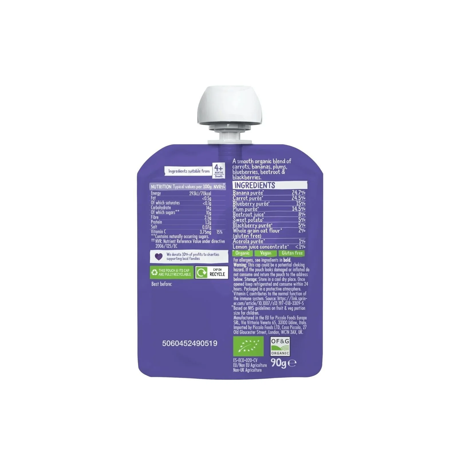 Piccolo Organic Mighty Purple Smoothies 6+ months 360g (4x90g) - Image 4