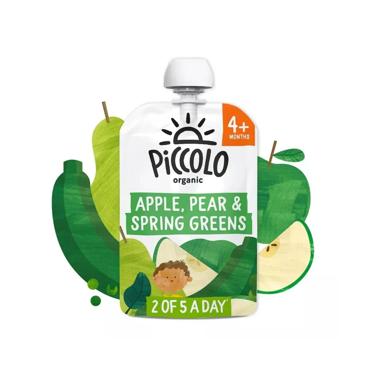 Piccolo Organic Pear Apple & Spring Greens 4+ months 100g - Image 2