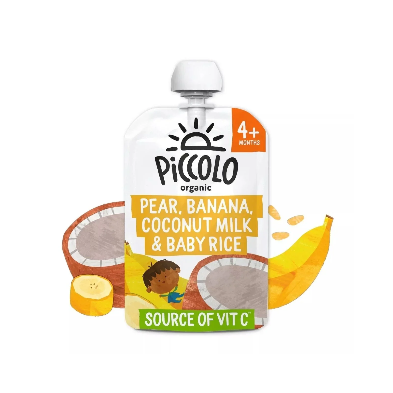 Piccolo Organic Pear Banana Coconut Milk & Baby Rice 4+ months 100g - Image 2