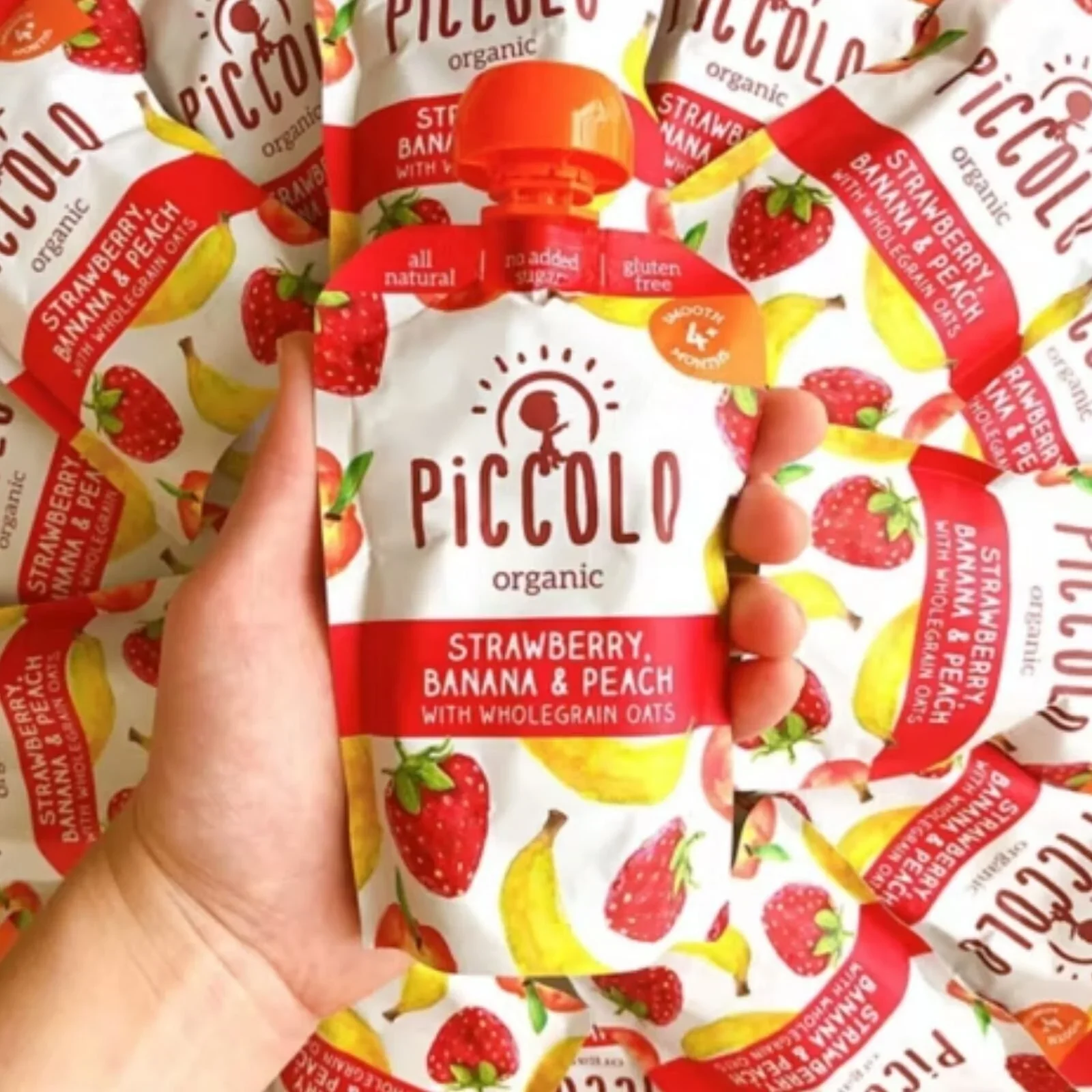 Piccolo Organic Strawberry Banana & Peach 4+ months 100g - Image 3