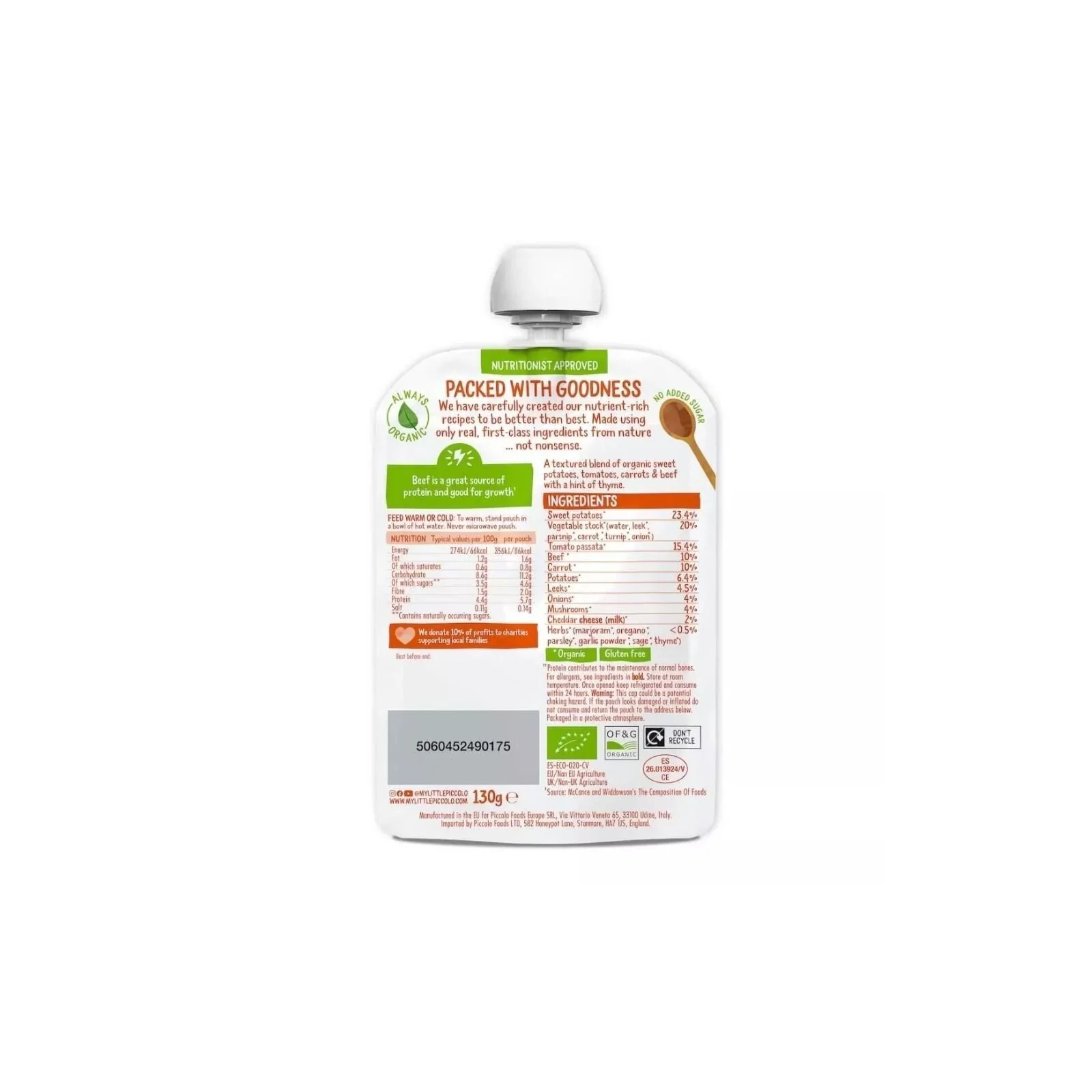 Piccolo Organic Sweet Potato & Beef Meatballs 7+ months 130g - Image 3