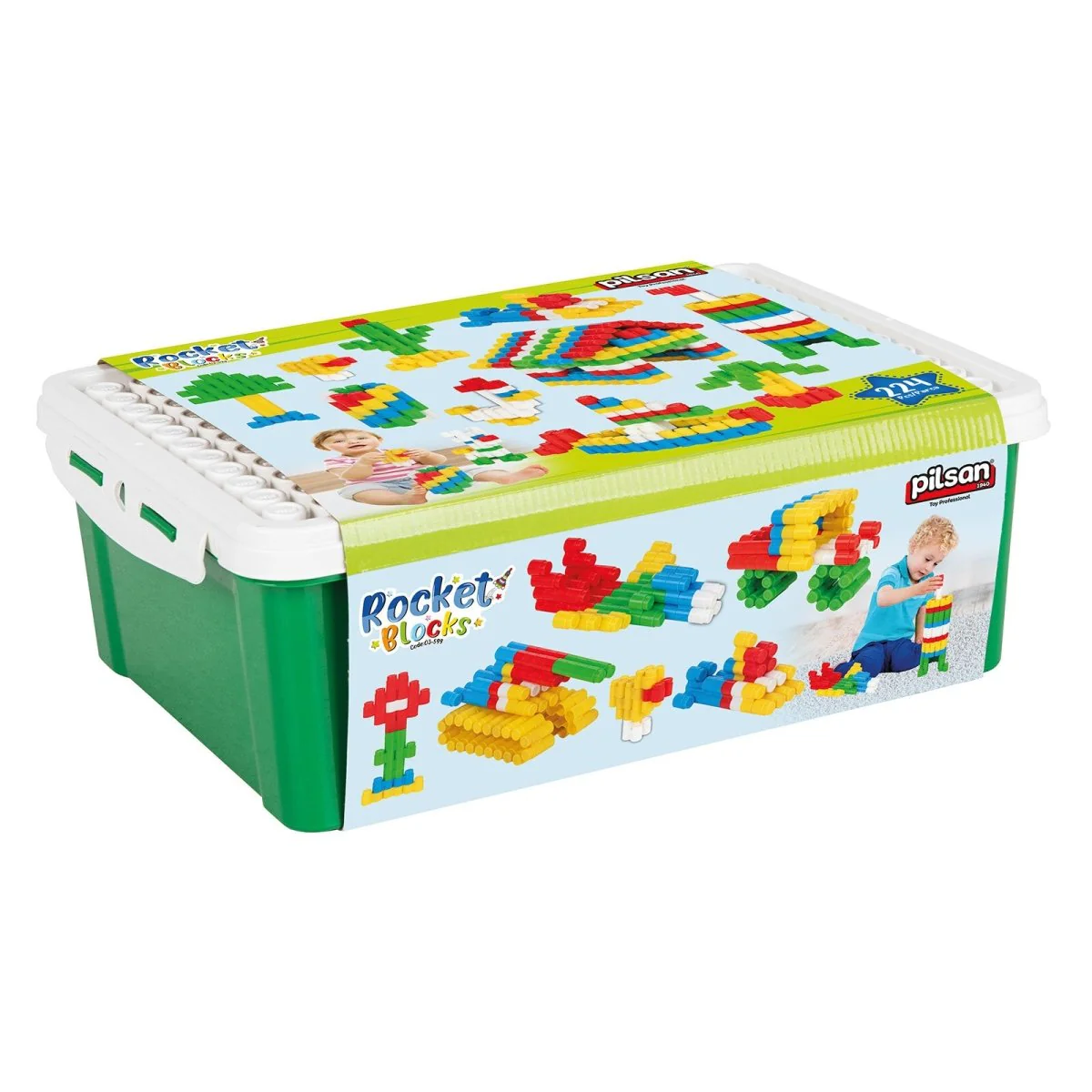 Pilsan Rocket Blocks 224 pcs (in 8 Liter Storage Container) - Image 6