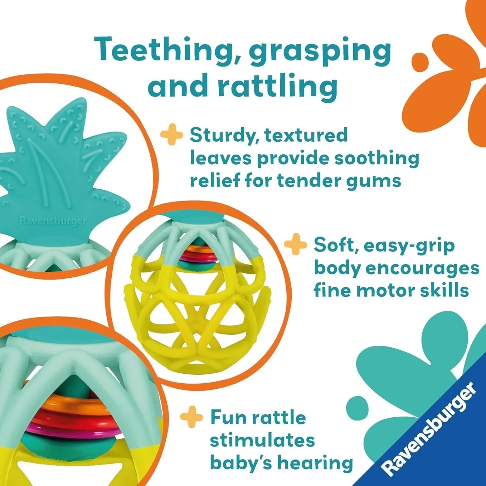 Play+ Rattle & Teether Pineapple - Image 4