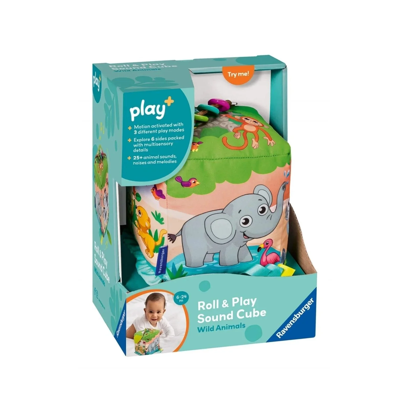 Play+ Roll & Play Sound Cube Wild Animals - Image 3