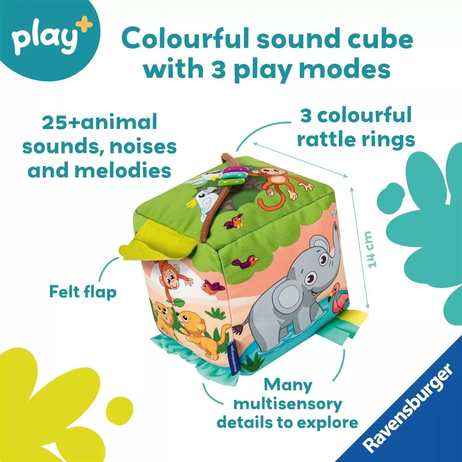 Play+ Roll & Play Sound Cube Wild Animals - Image 4