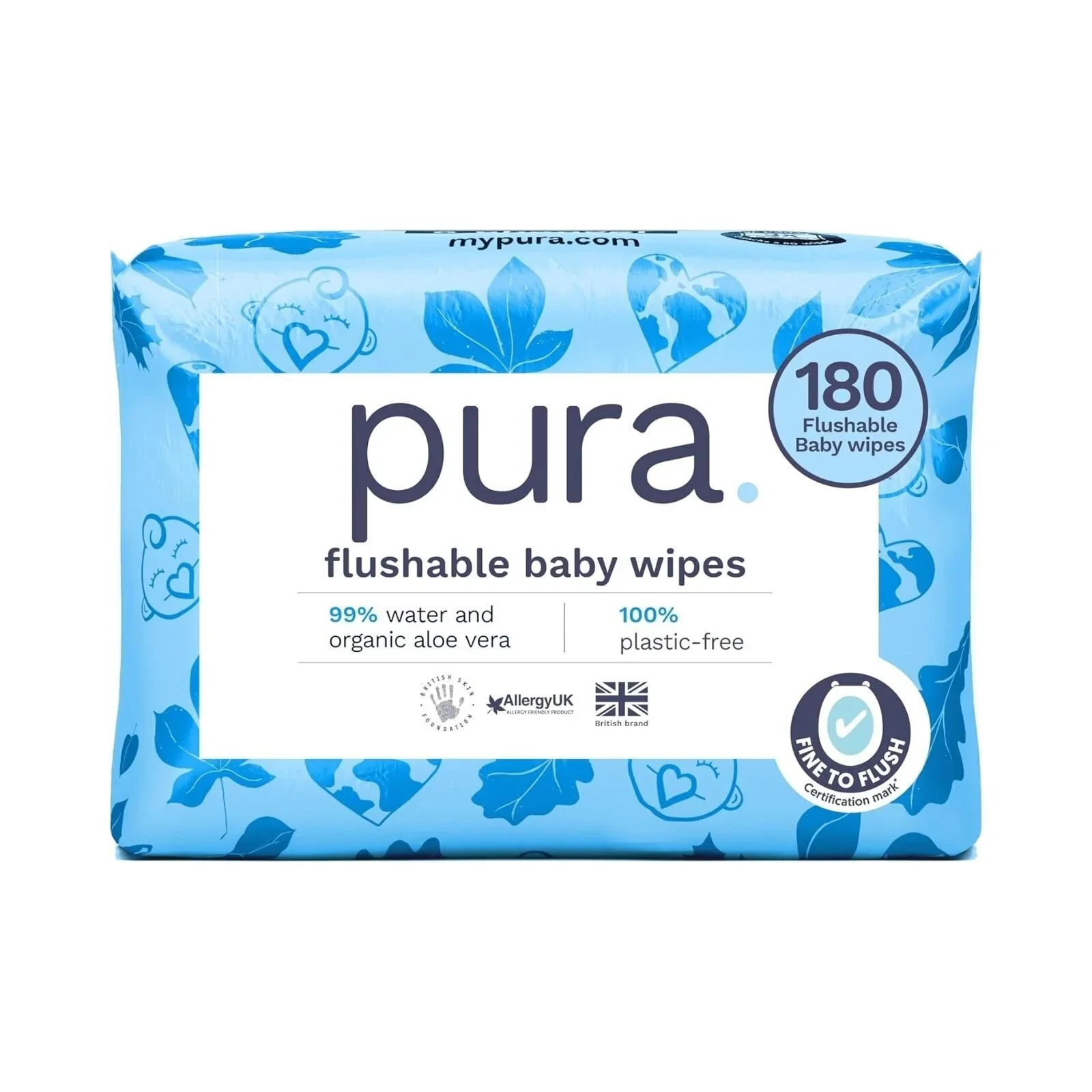Pura Baby Wipes Flushable 3x60 pcs - Image 2