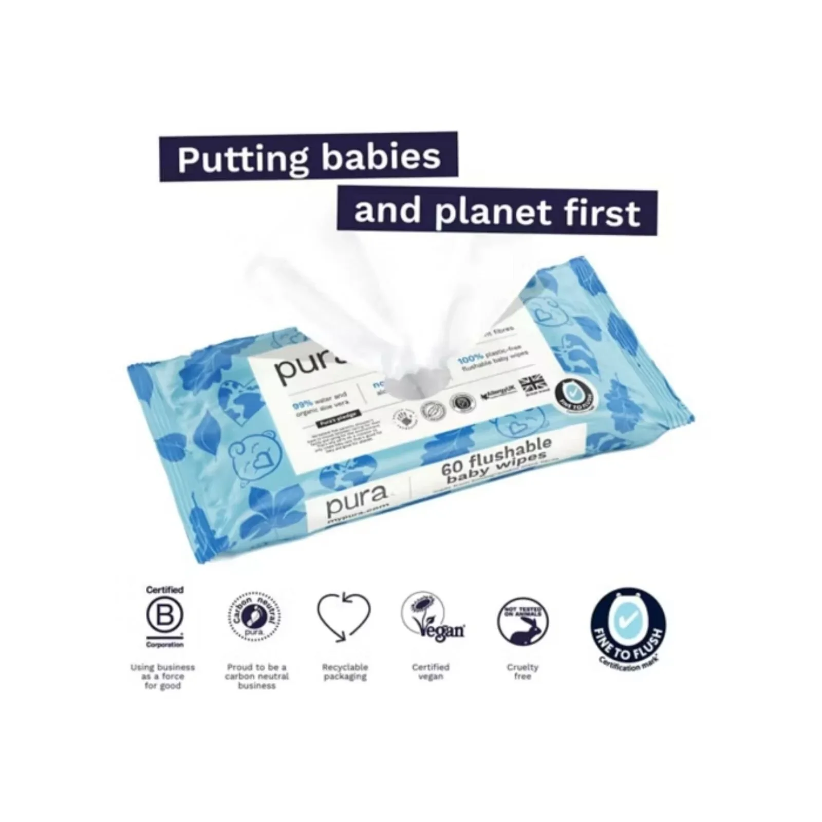 Pura Wipes Flushable 60 pcs - Image 3