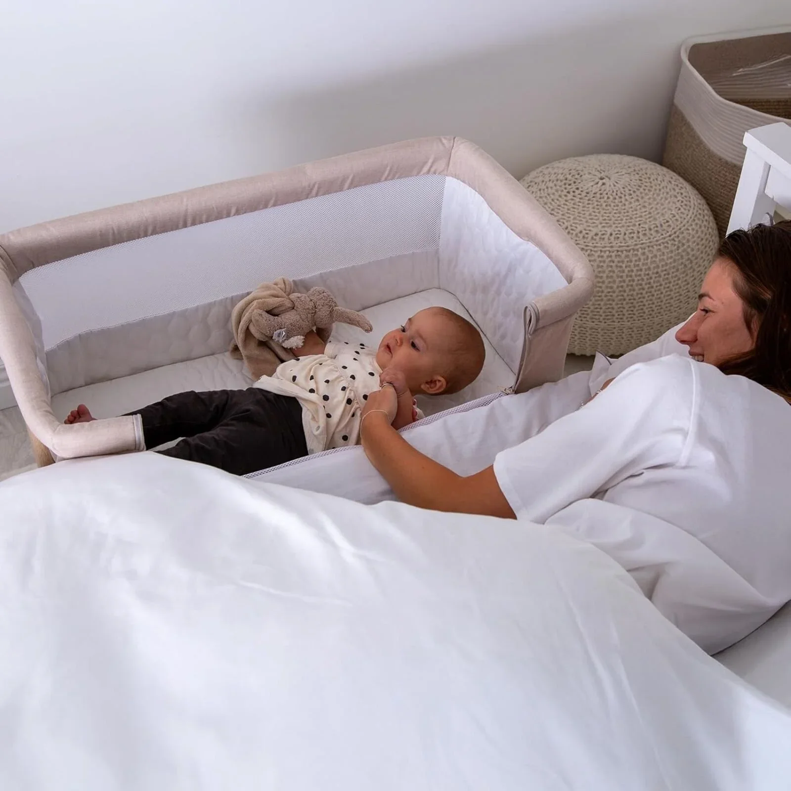 Red Kite Rockabye Bedside Crib - Oatmeal - Image 12