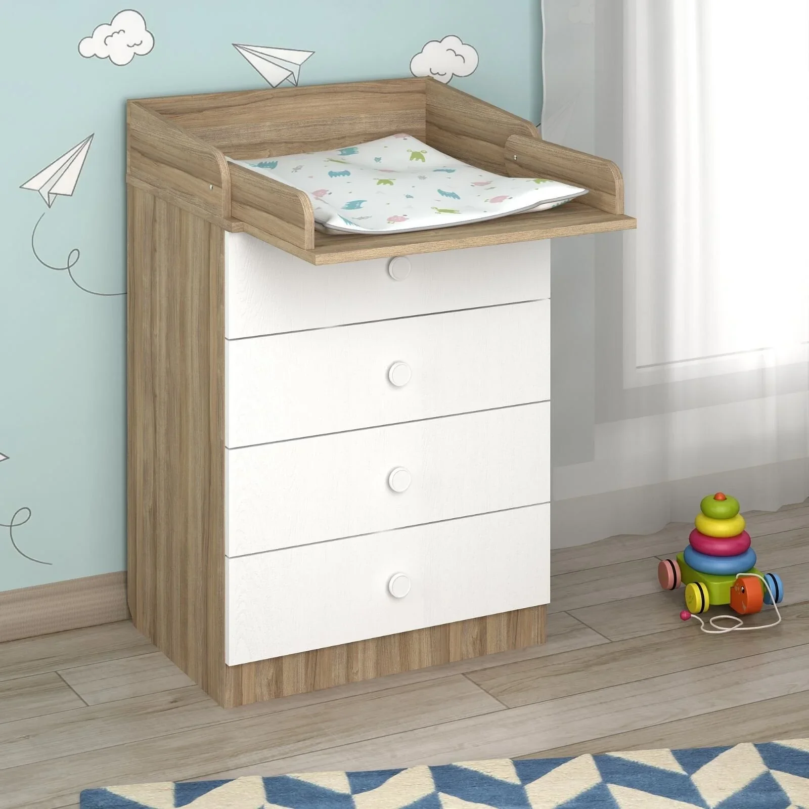 Shefa Kids 600 Changing Dressers - Elm/White - Image 2
