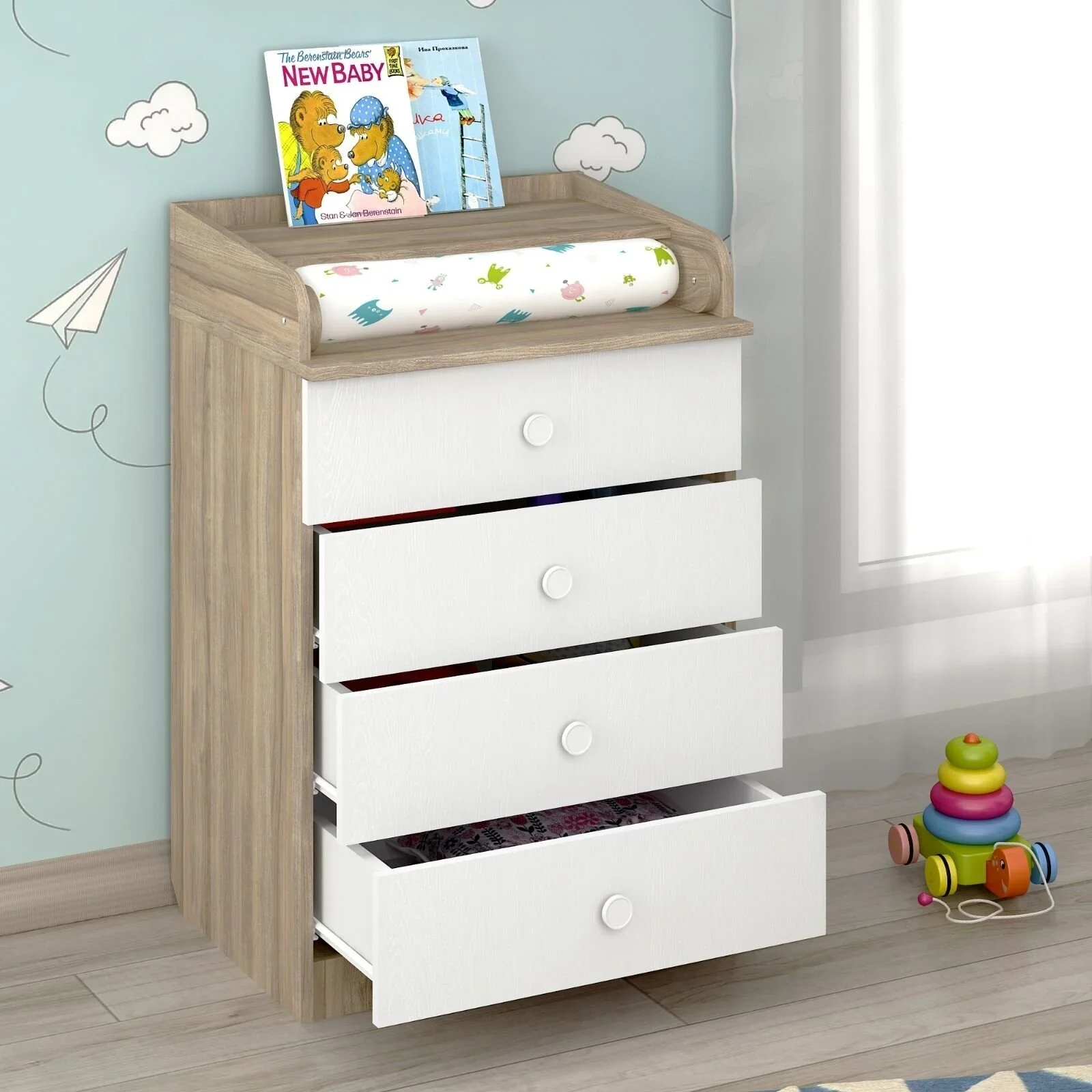 Shefa Kids 600 Changing Dressers - Elm/White - Image 3