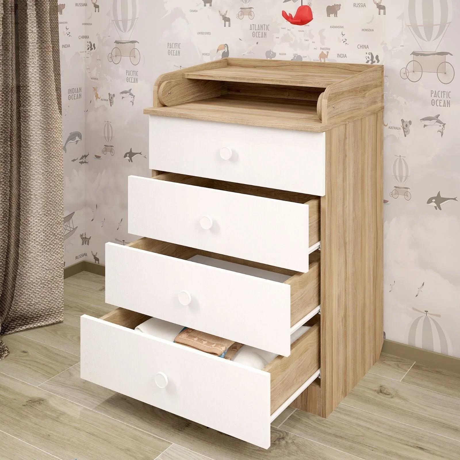 Shefa Kids 600 Changing Dressers - Elm/White - Image 4
