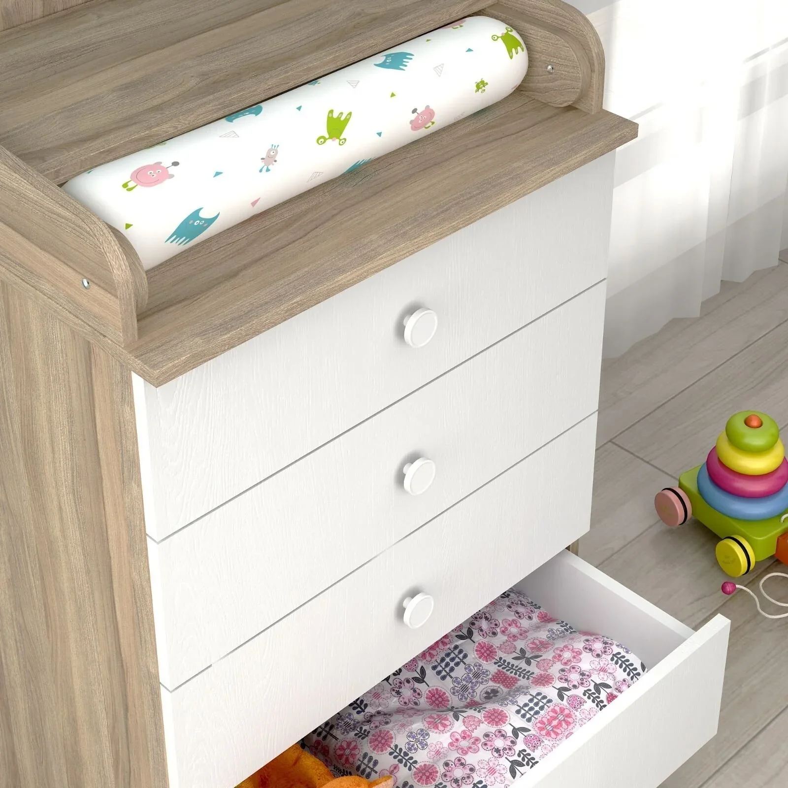 Shefa Kids 600 Changing Dressers - Elm/White - Image 5