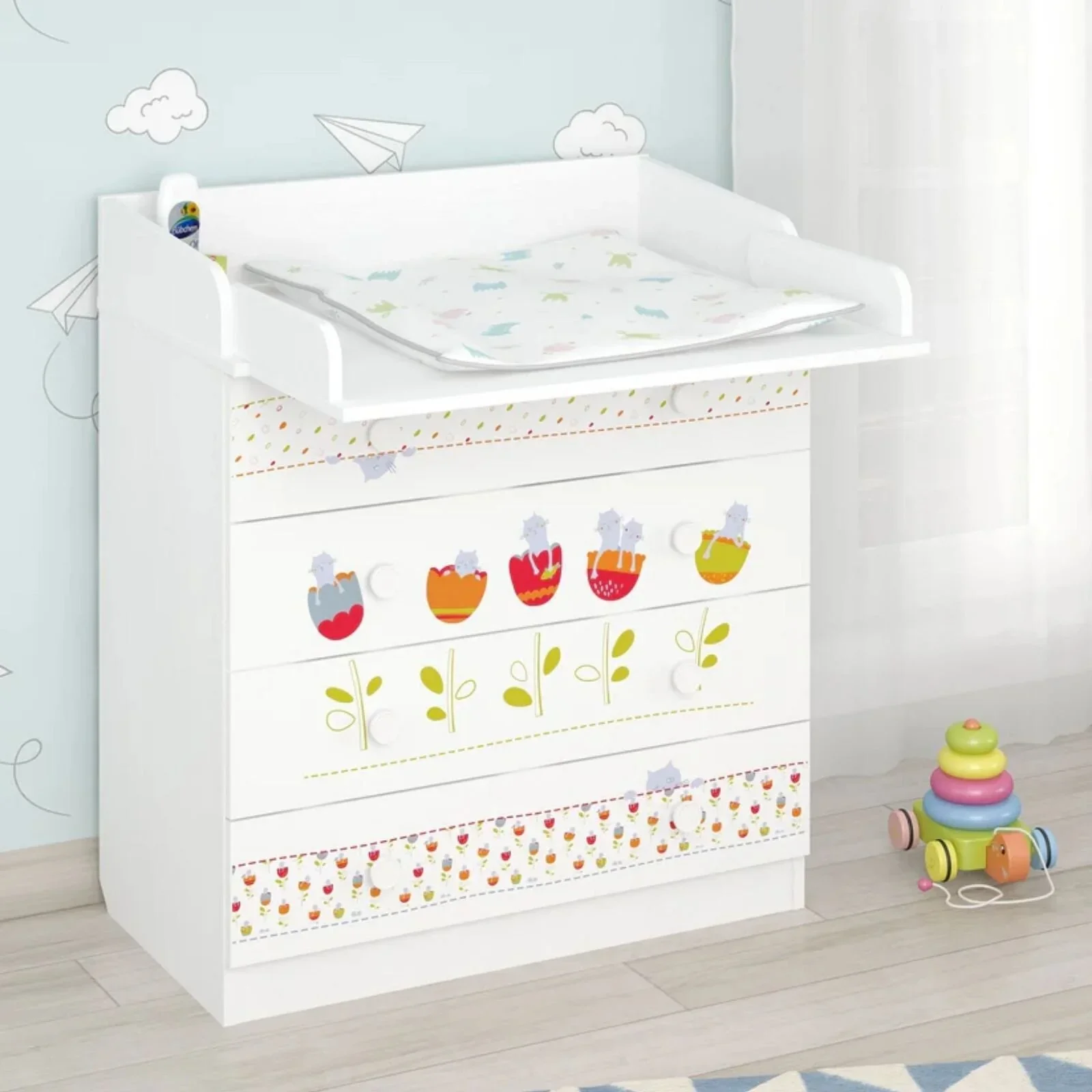 Shefa Kids 800 Changing Dresser - Sleepy Kittens - Image 2
