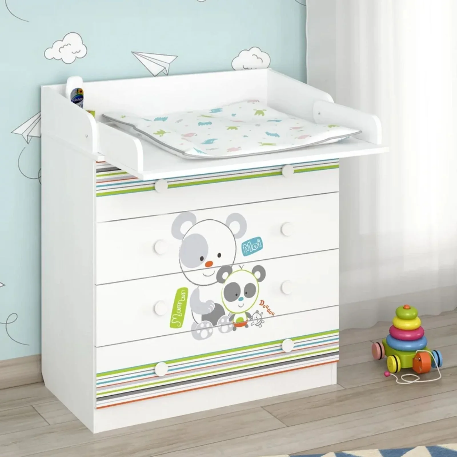 Shefa Kids 800 Changing Dresser - Pandas - Image 2
