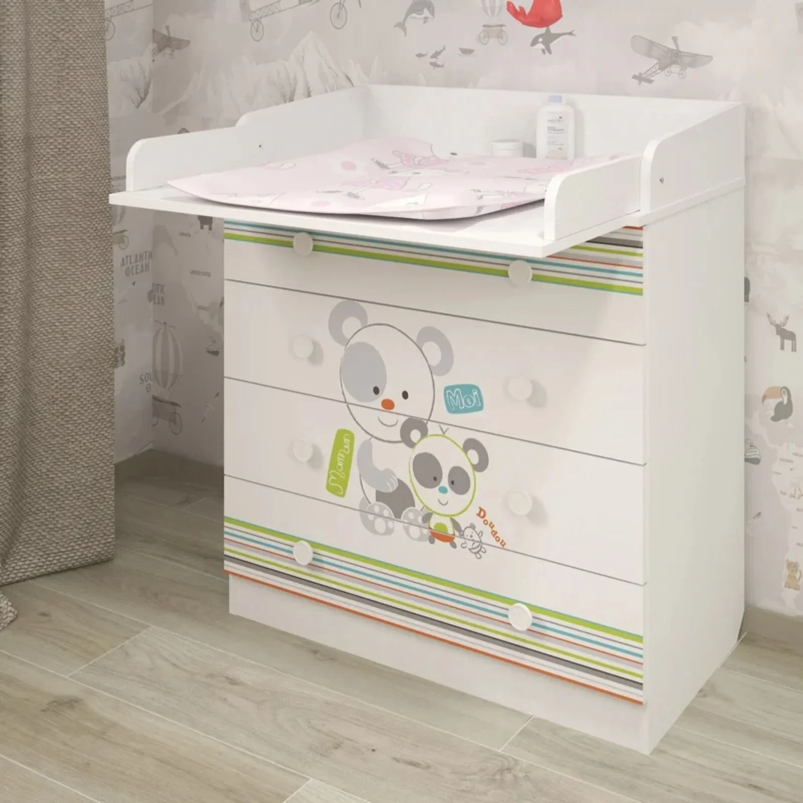 Shefa Kids 800 Changing Dresser - Pandas - Image 3