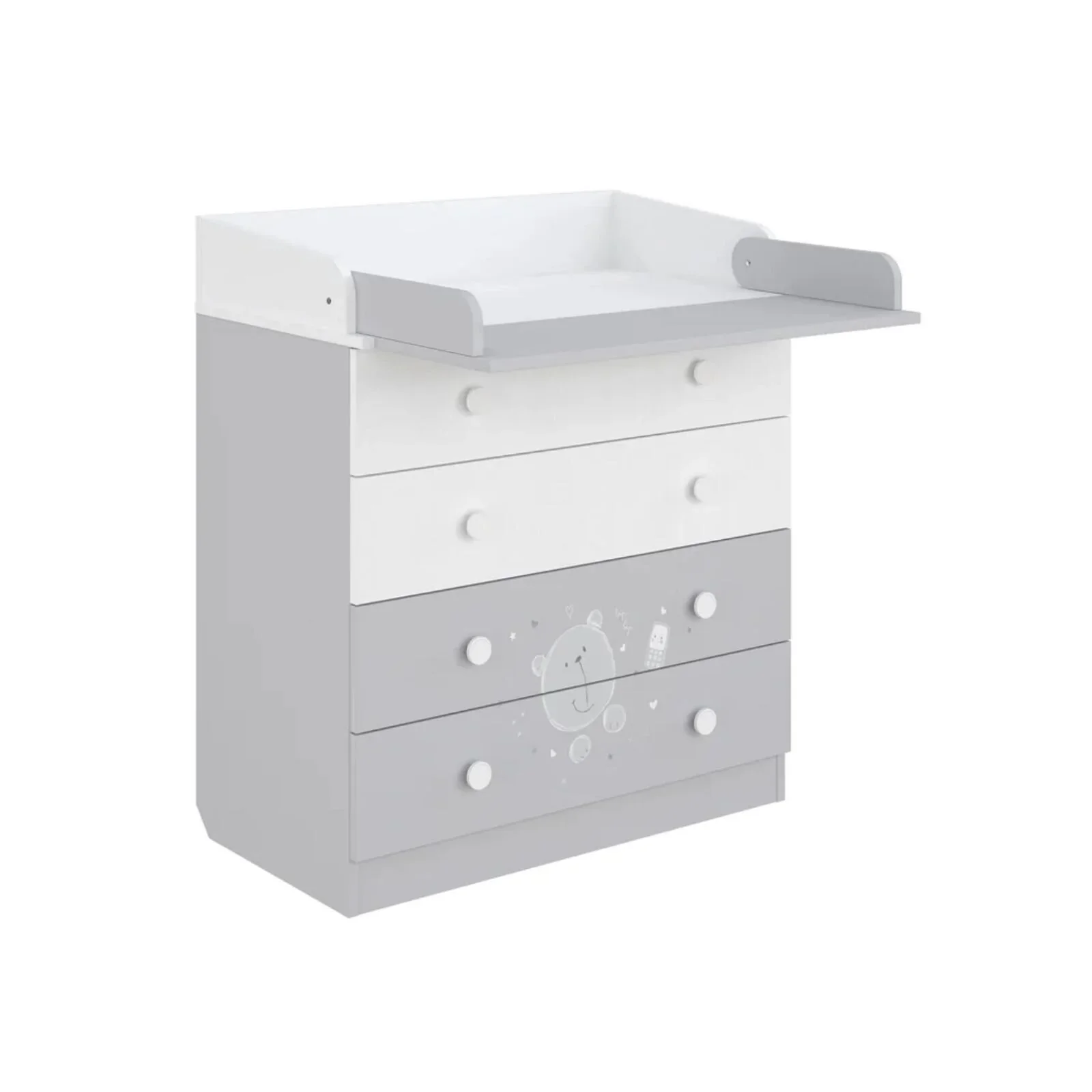 Shefa Kids 800 Teddy Changing Dresser - Grey/White - Image 2
