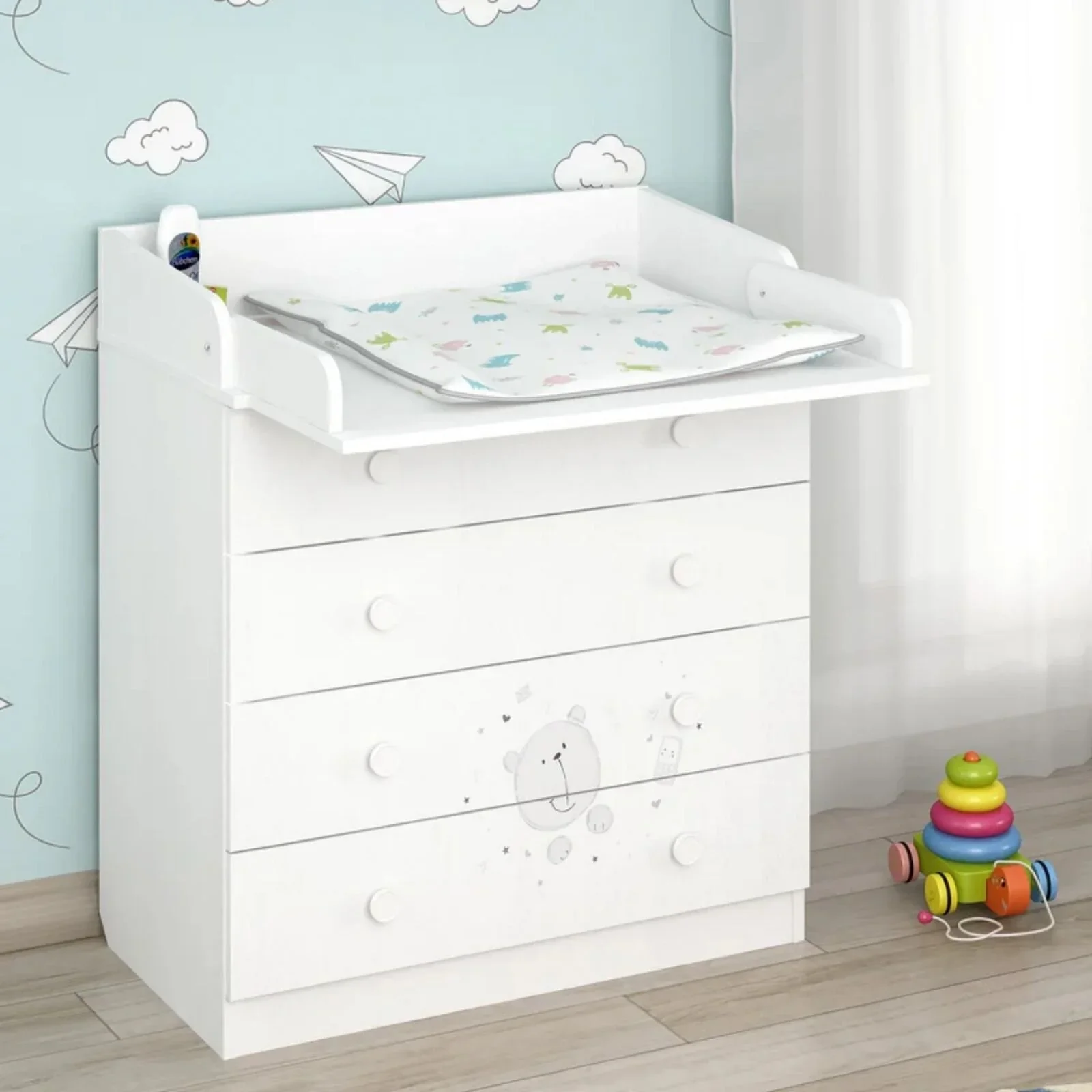 Shefa Kids 800 Teddy Changing Dresser - White - Image 2