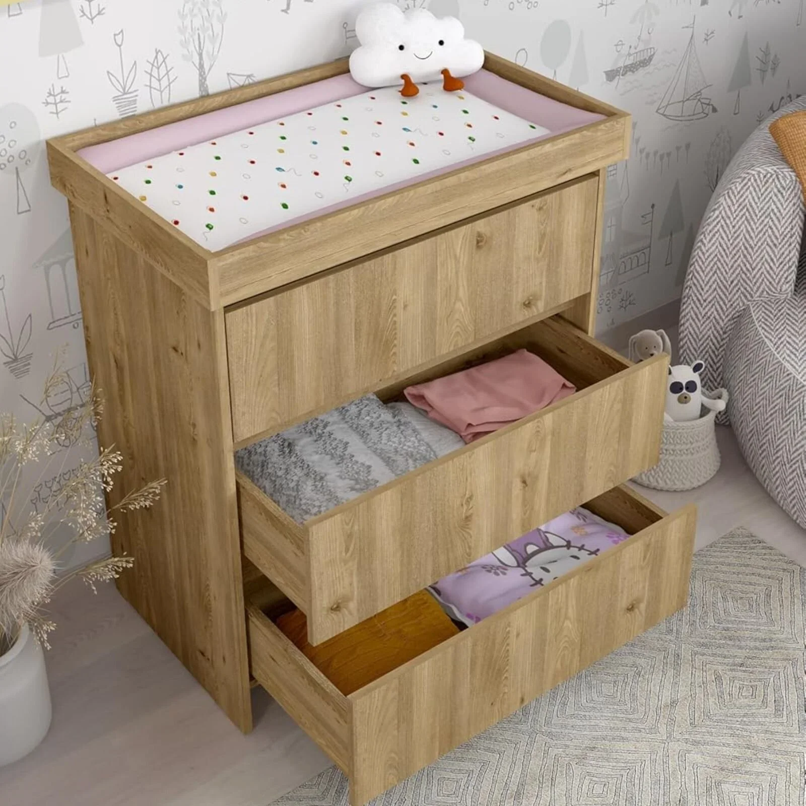 Shefa Kids 880 Baby Changing Unit - Cremona Oak - Image 2