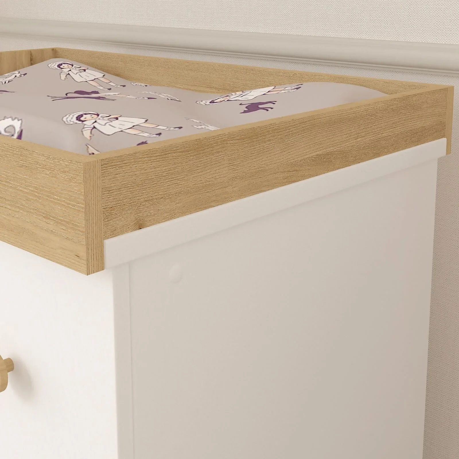 Shefa Kids 888 Changing Dresser - White/Oak - Image 6