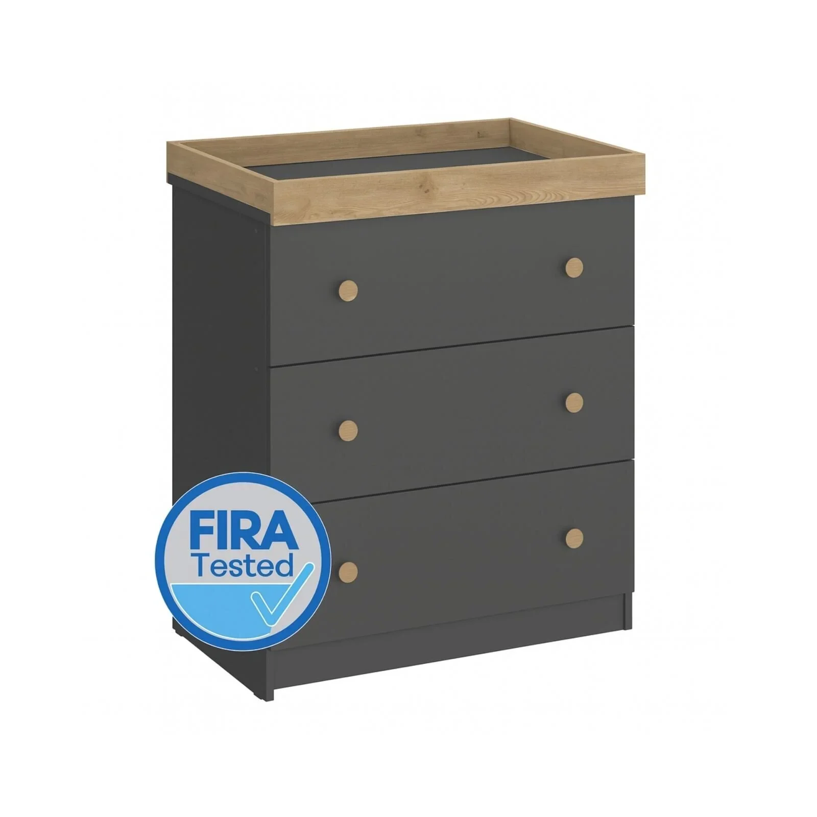 Shefa Kids 888 Changing Dresser - Graphite/Cremona Oak - Image 3