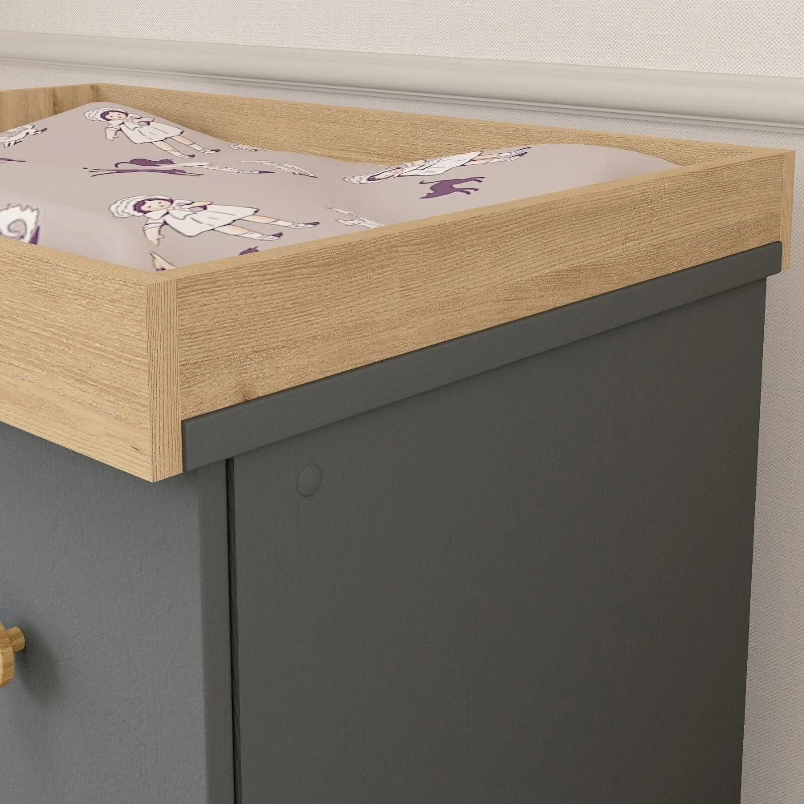 Shefa Kids 888 Changing Dresser - Graphite/Cremona Oak - Image 6