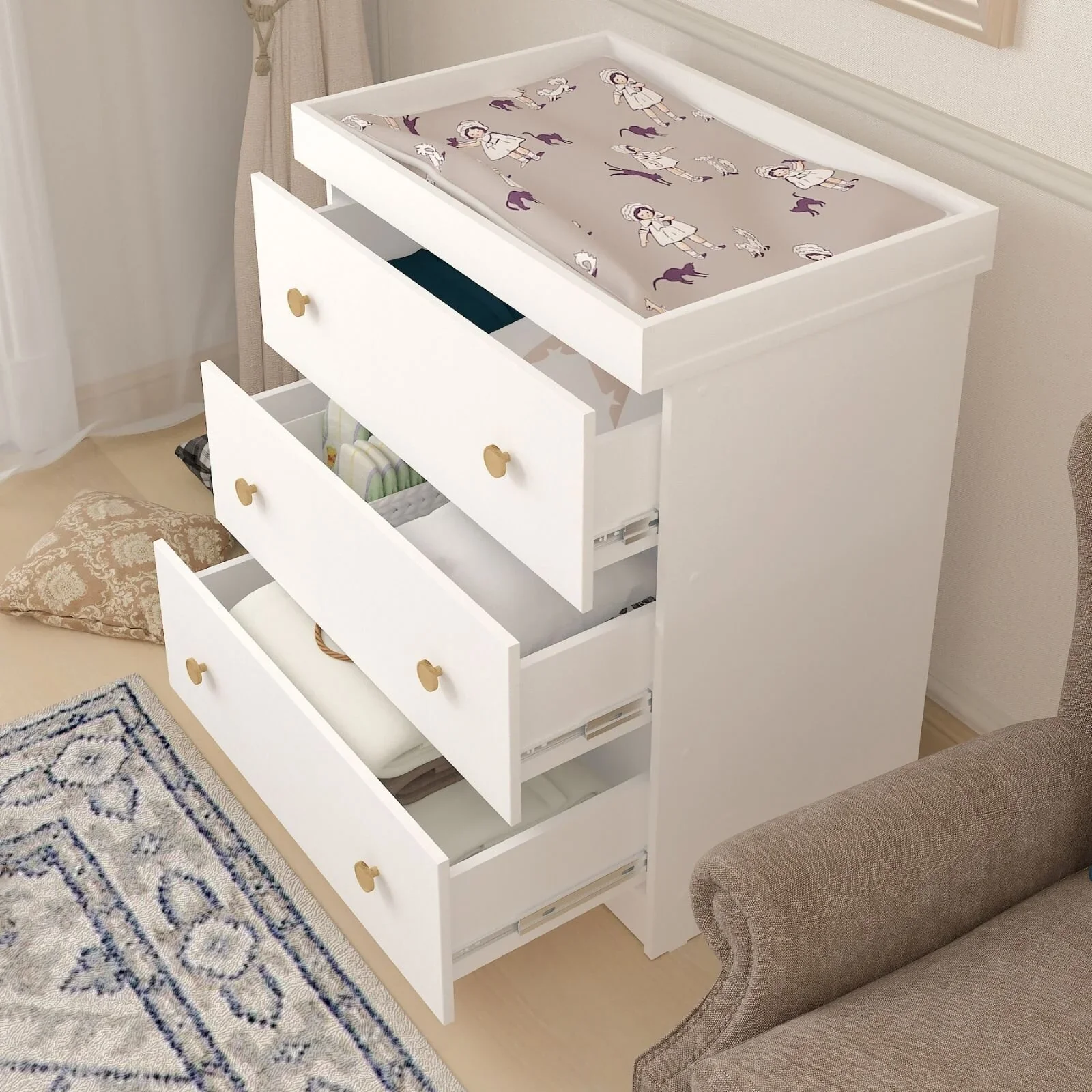 Shefa Kids 888 Changing Dresser - White - Image 2