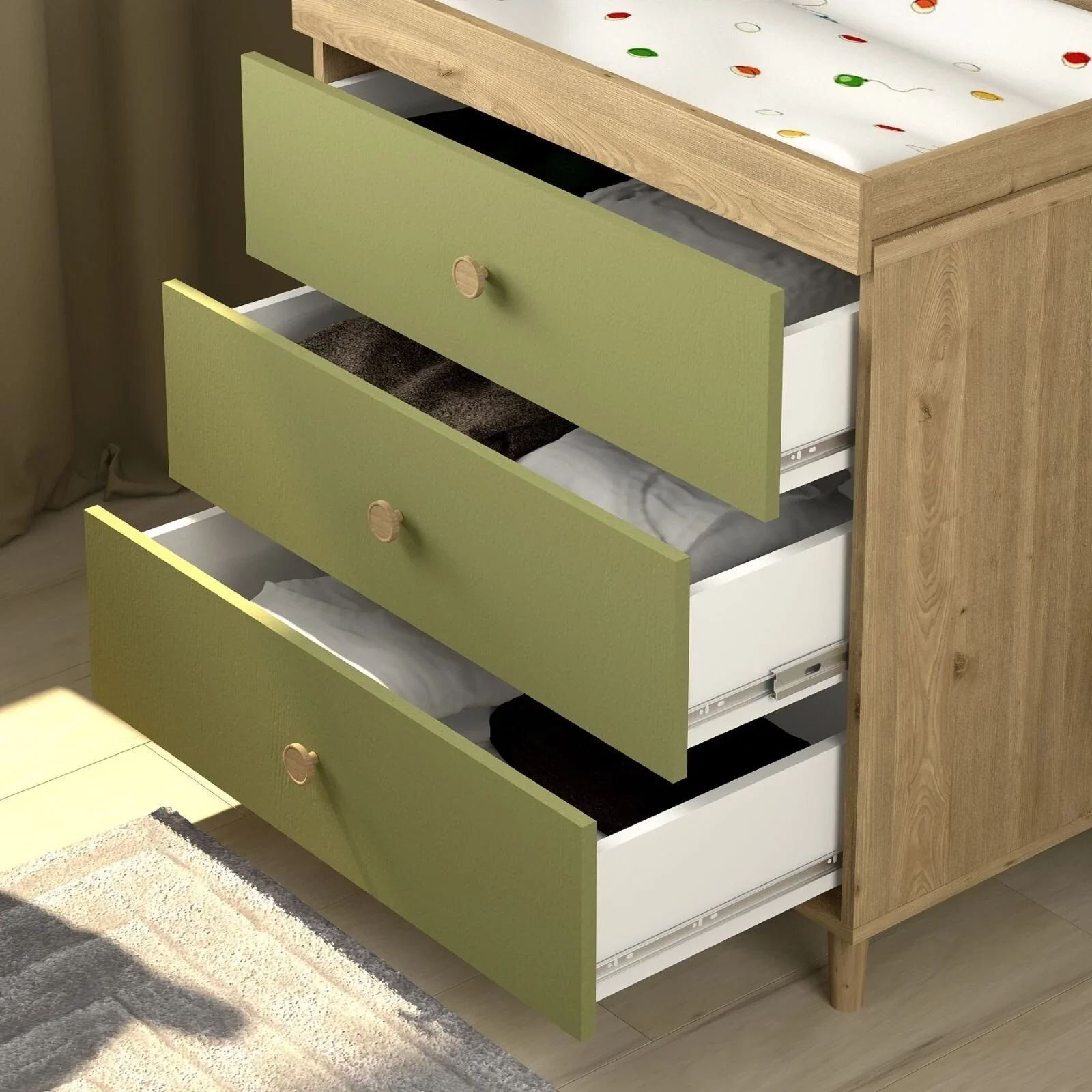 Shefa Kids 890 Changing Dresser - Pistachio Green - Image 3