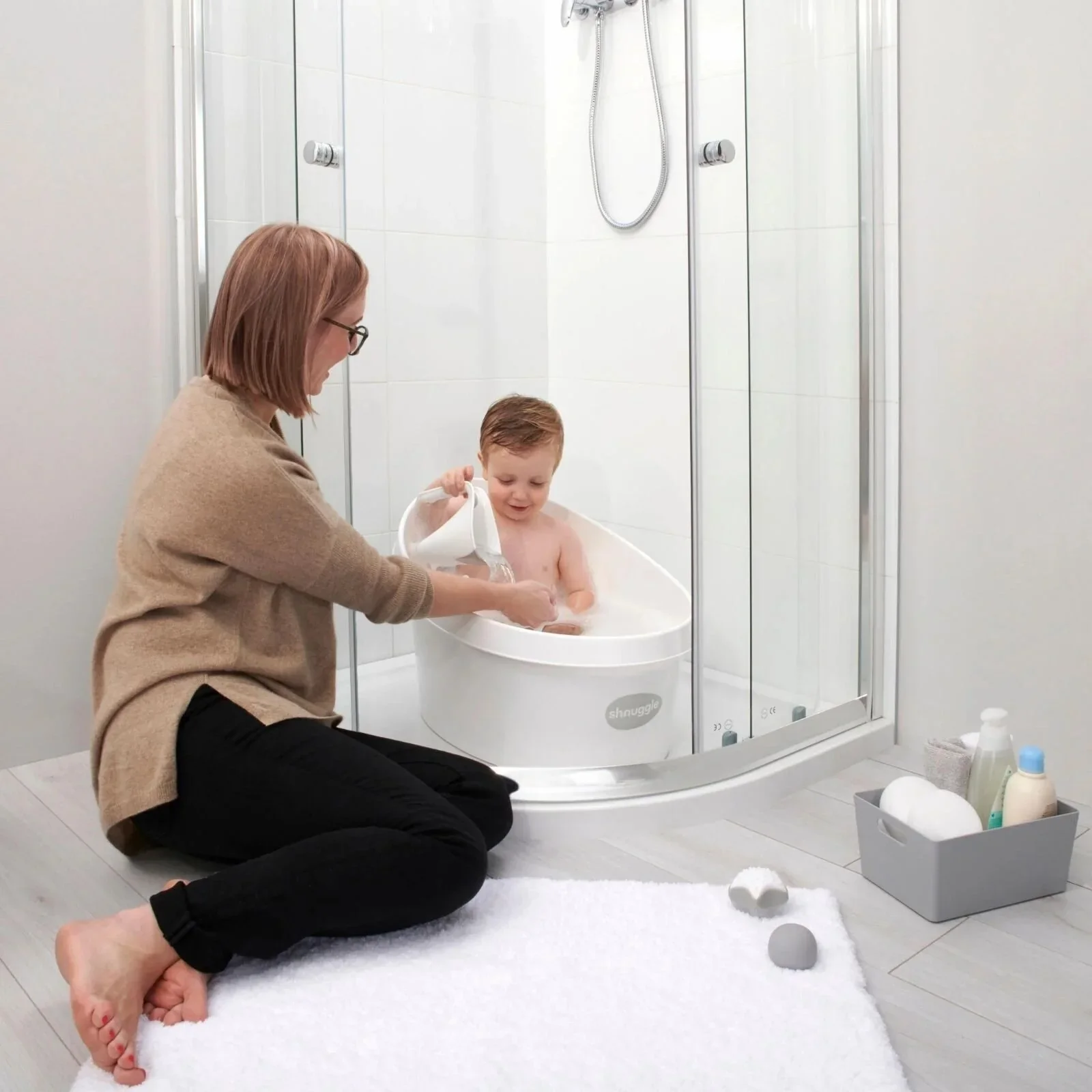 Shnuggle Toddler Bath Tub - Taupe - Image 4