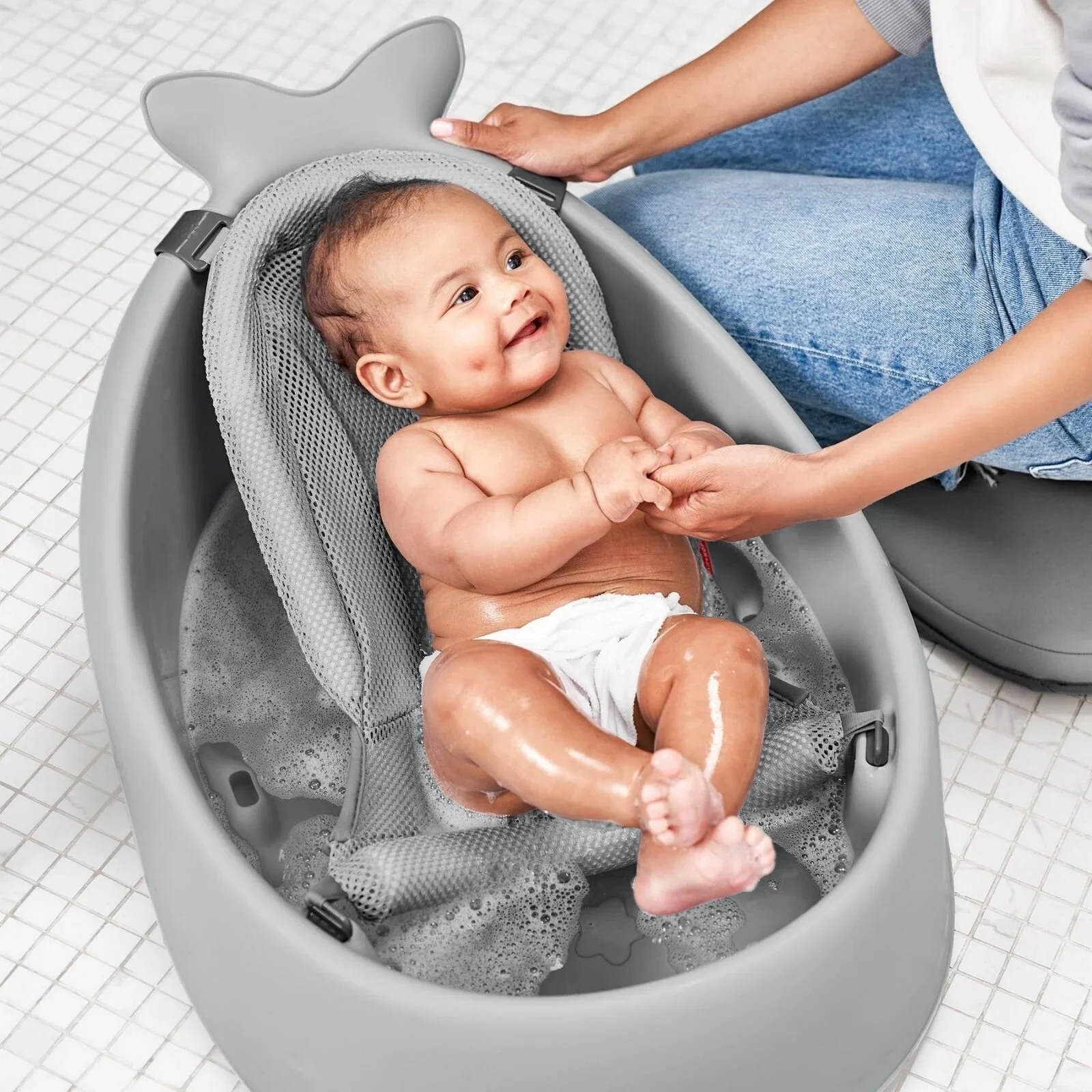 Skip Hop Moby Smart Sling 3-Stage Baby Bath Tub - Grey - Image 13