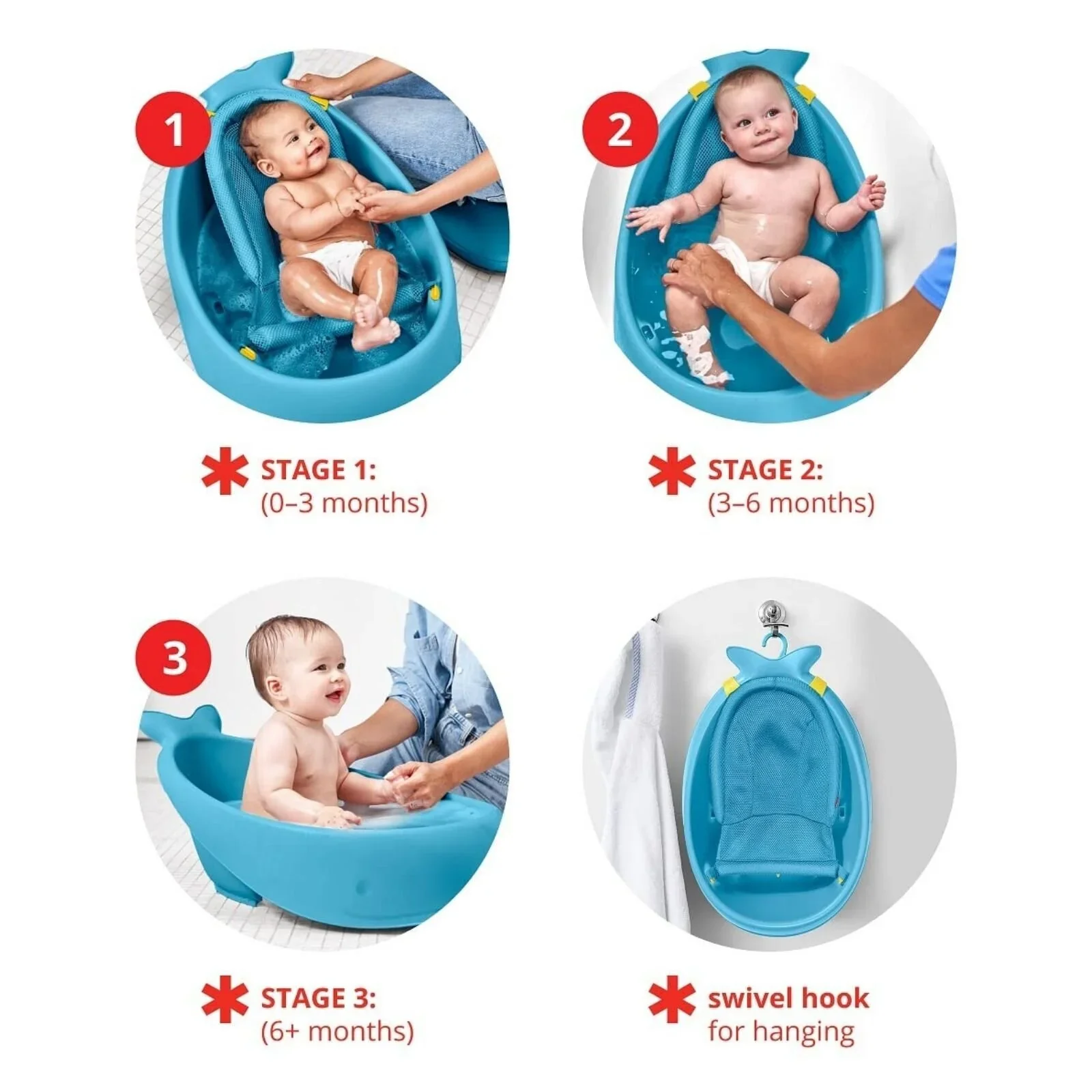 Skip Hop Moby Smart Sling 3-Stage Baby Bath Tub - Blue - Image 6
