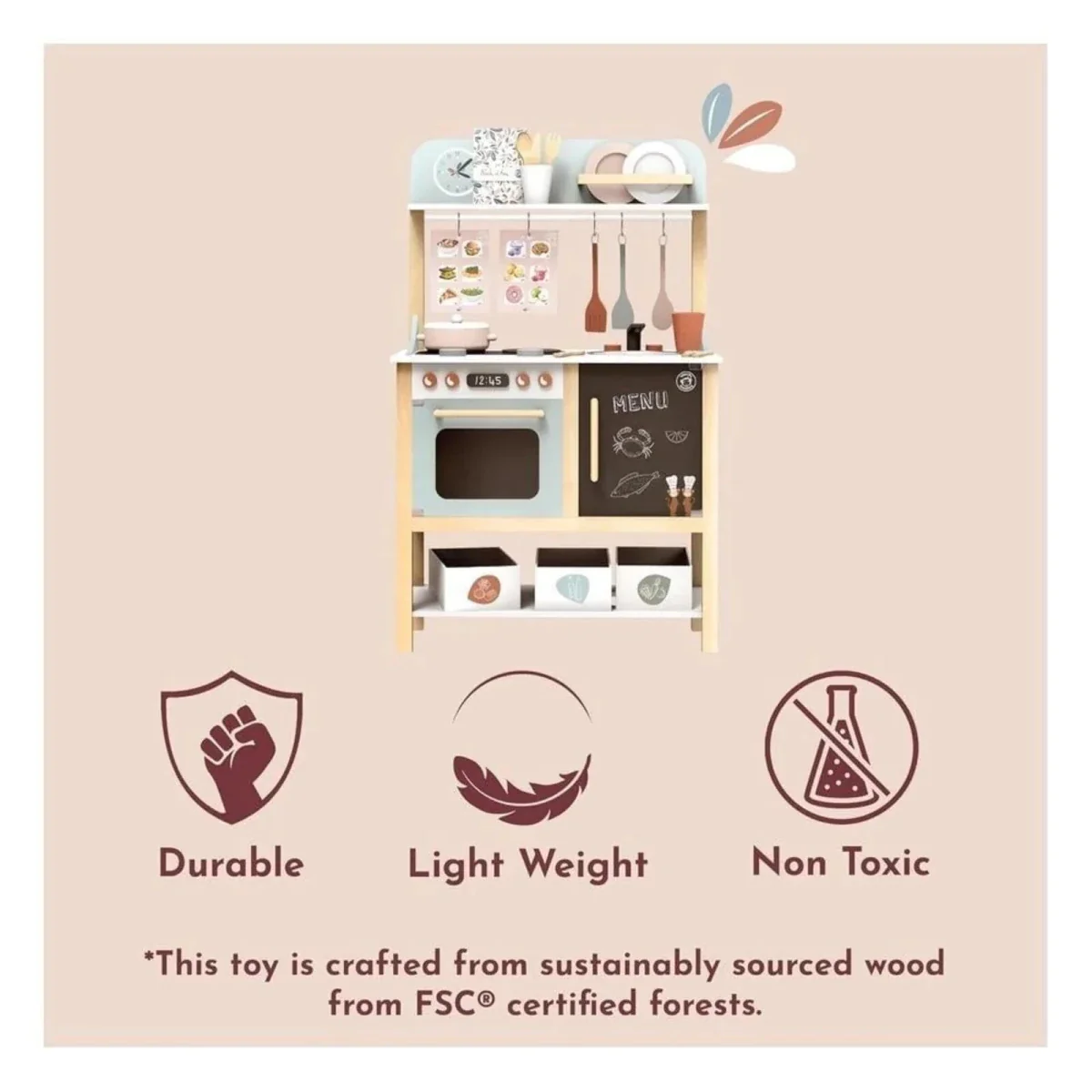Speedy Monkey Wooden Kitchen with Accessories 20 pcs - Image 5