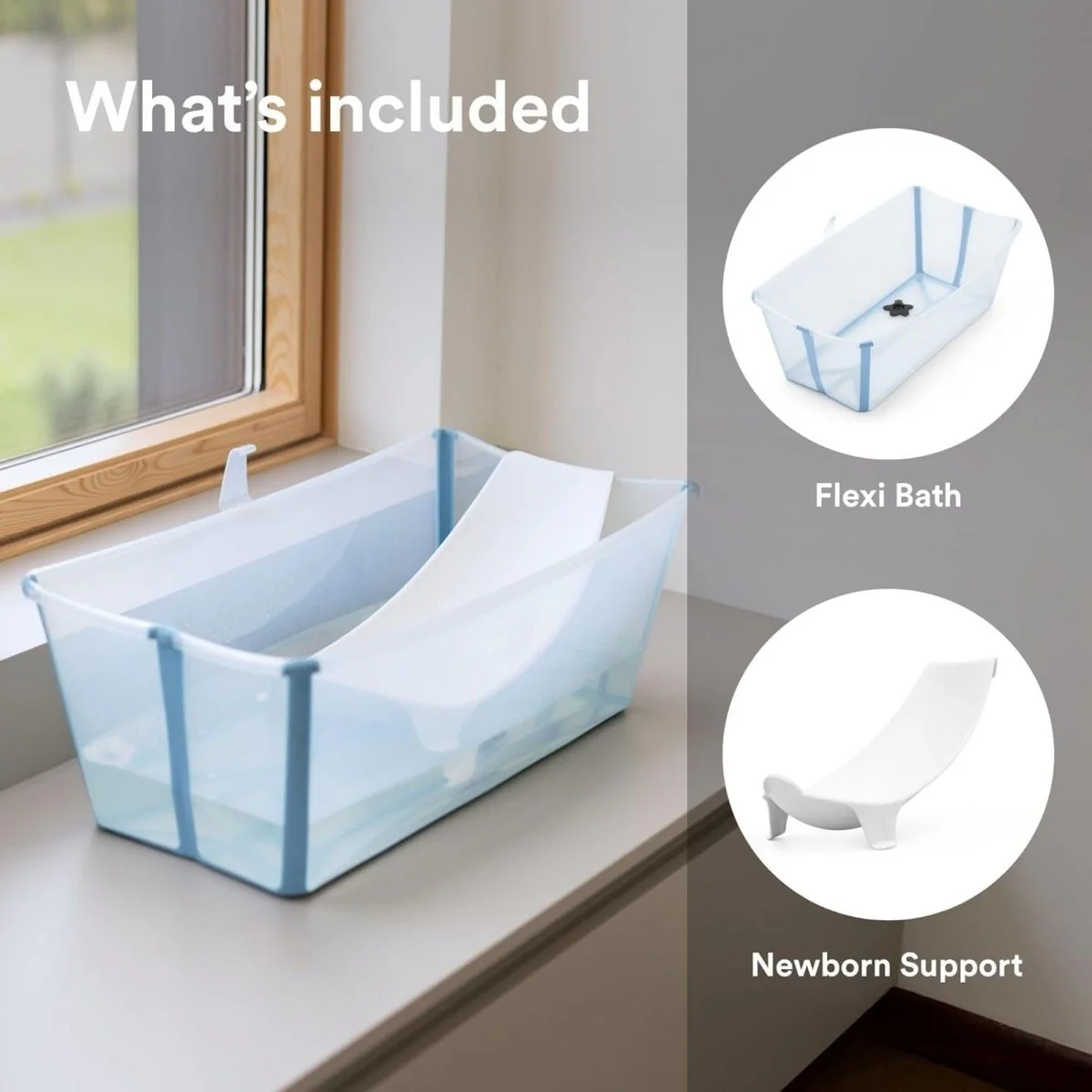 Stokke Flexi Bath Baby Bath & Flexi Bath Newborn Support Bundle - Ocean Blue - Image 5