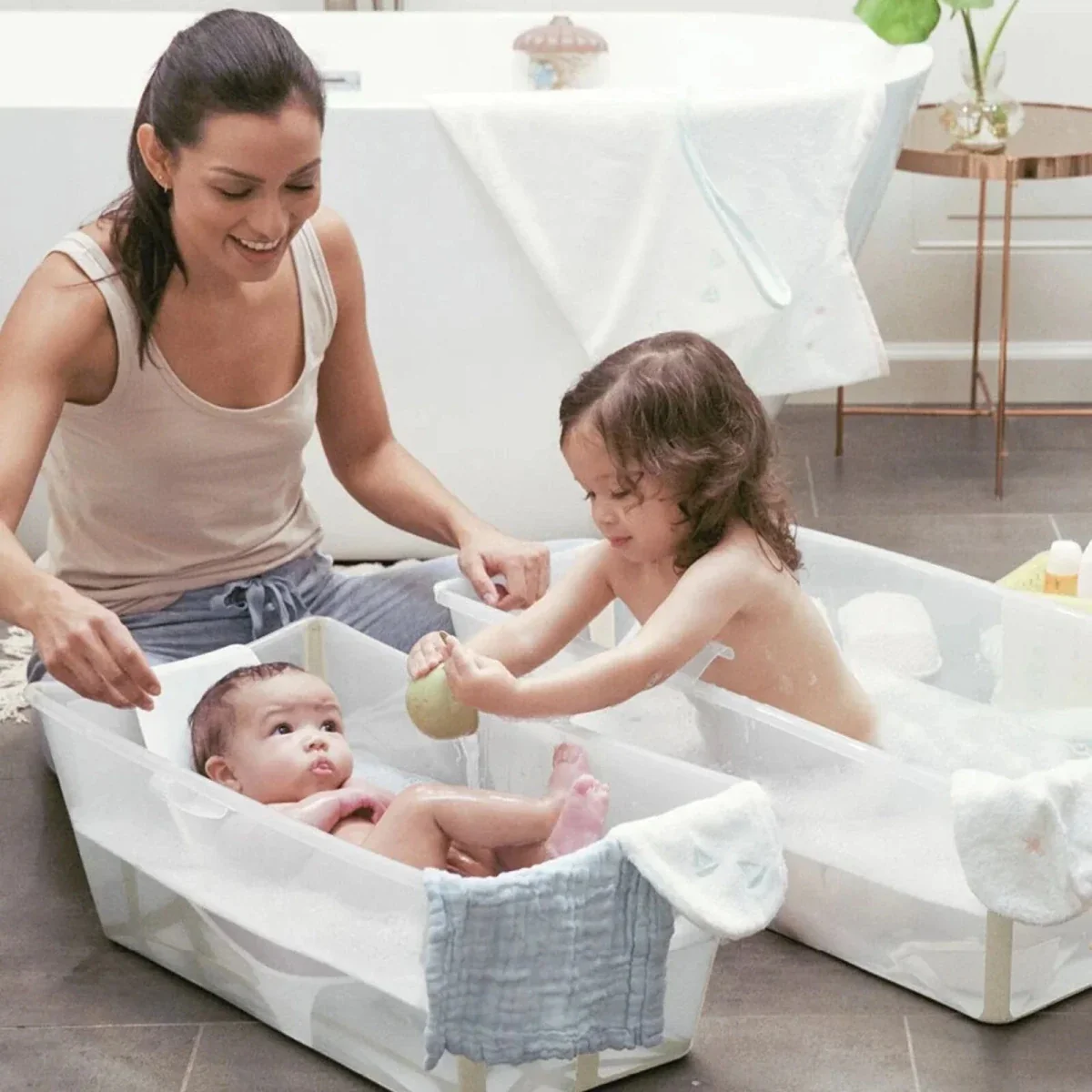 Stokke Flexi Bath X-Large Bath & Flexi Newborn Support Bundle - Sandy Beige - Image 6