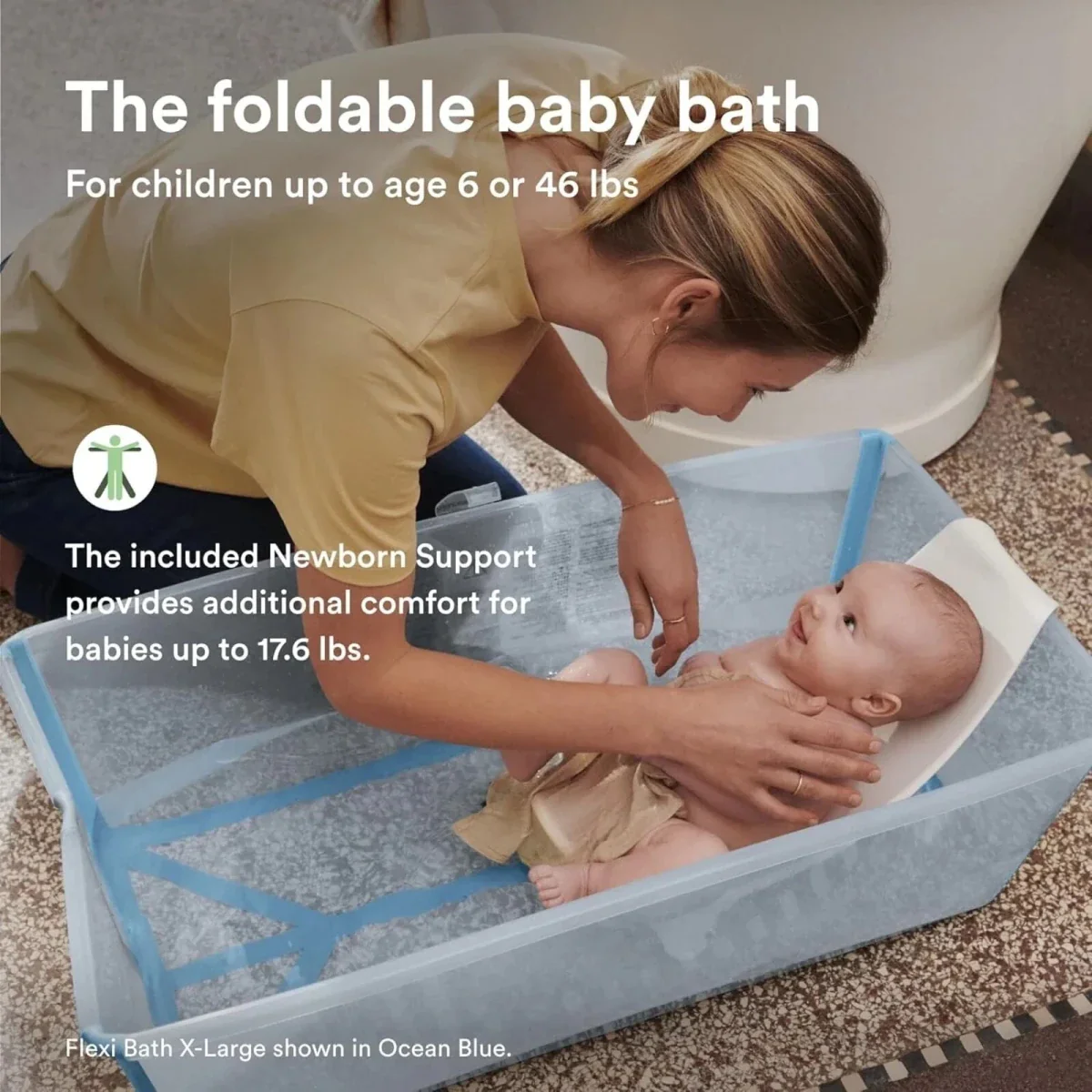 Stokke Flexi Bath X-Large Bath & Flexi Newborn Support Bundle - Sandy Beige - Image 7