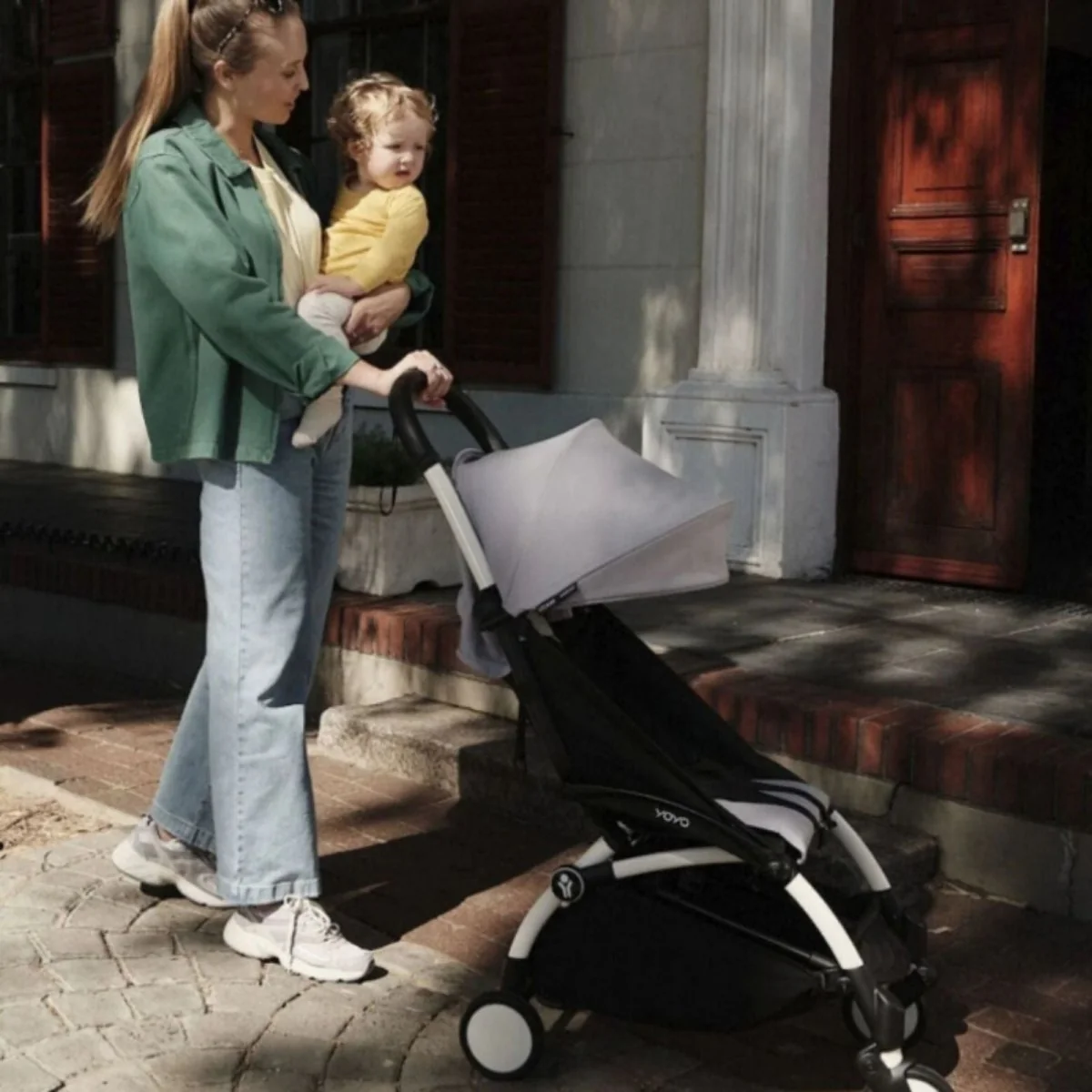 Stokke YOYO³ Newborn Shell to Toddler Bundle - Olive Color Pack & White Frame - Image 18