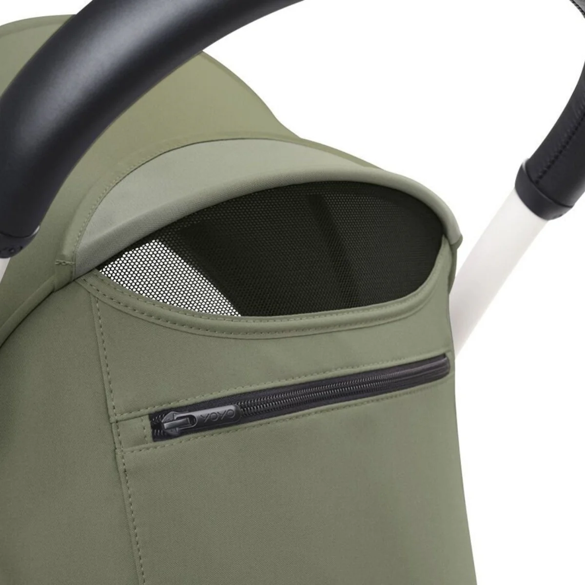 Stokke YOYO³ Newborn Shell to Toddler Bundle - Olive Color Pack & White Frame - Image 6
